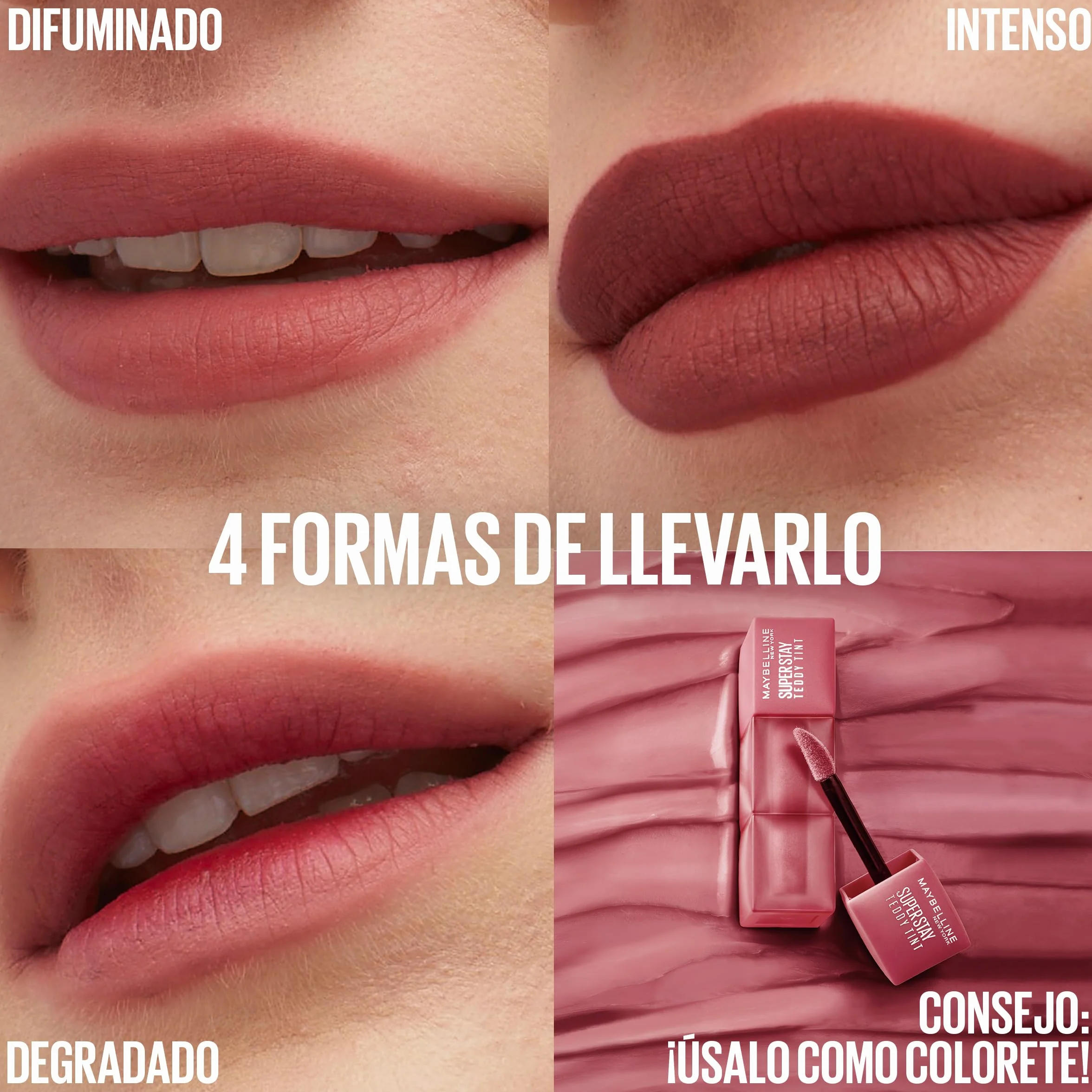 Maybelline New York Super Stay Teddy Tint, Textura Suave e Intensidad Modulable, Tono Kneehigh 55
