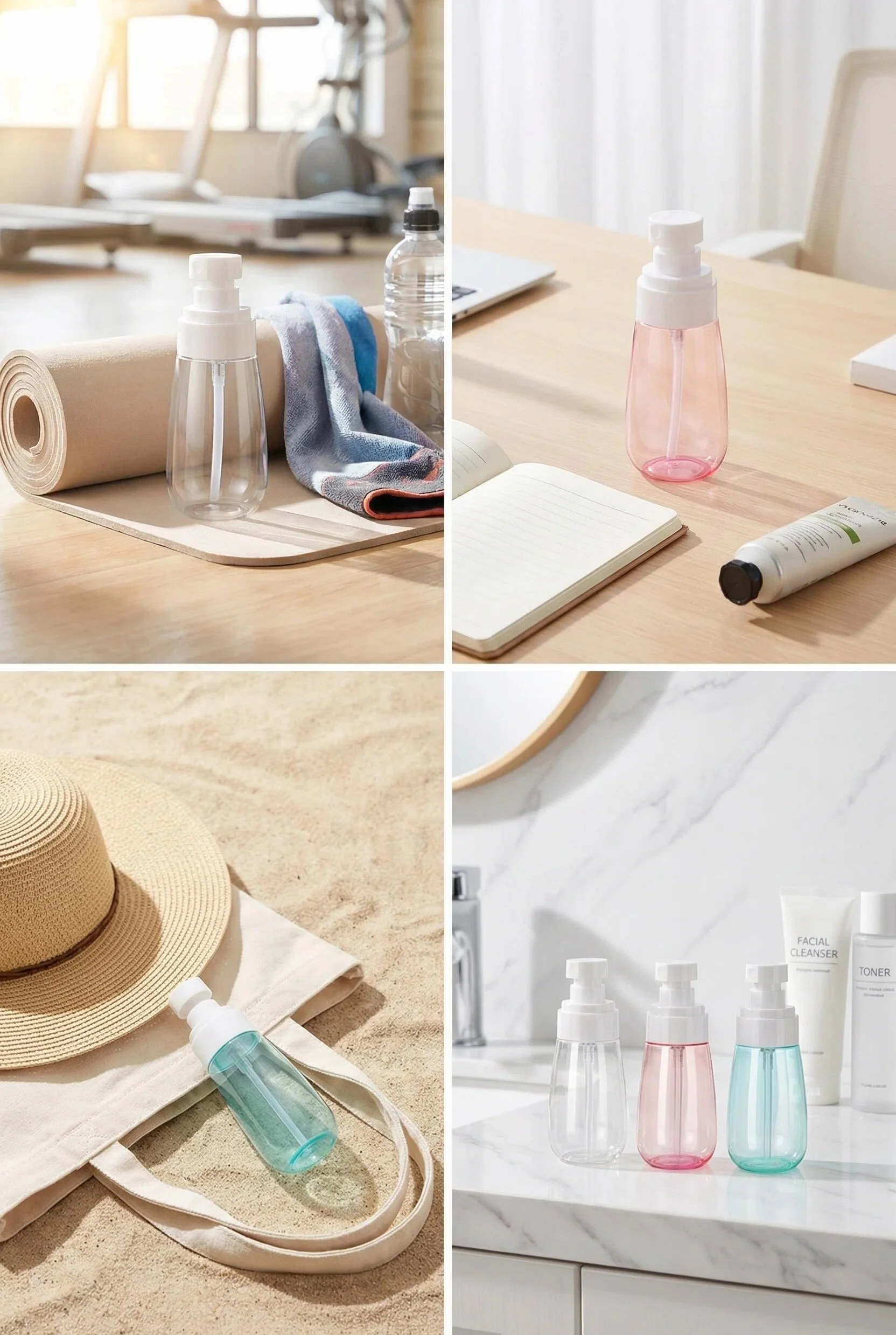 Spray pequeñas botellas de vapor reutilizables a prueba de fugas tamaño viaje TSA 60ml 3 unidades