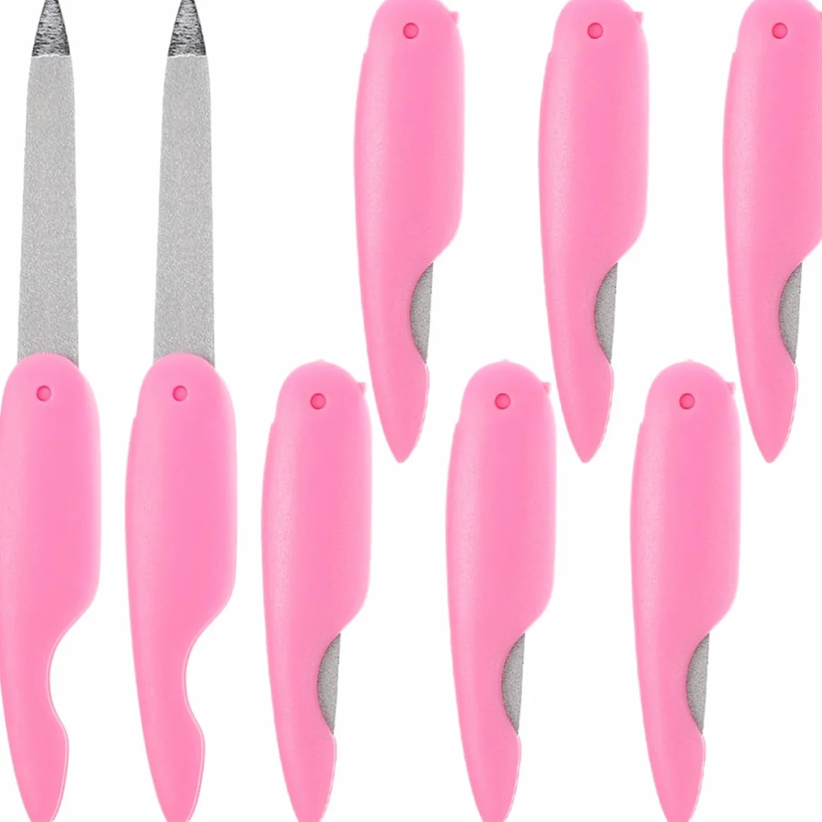 BETOOKY 8 Limas de Uñas Plegables Portátiles de Doble Cara Borde Metálico para Manicura, Diseño Delicado en Abs y Metal, Ideales para Uso en Salón y Hogar