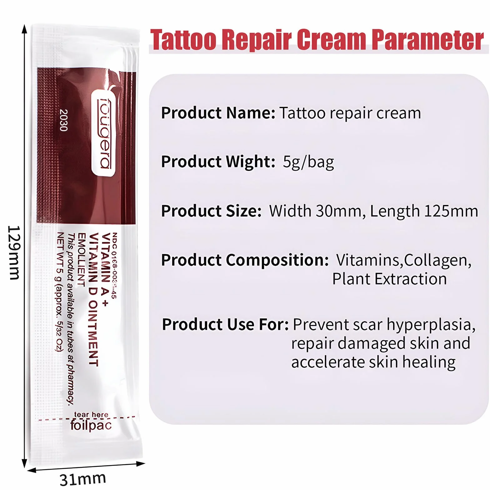 100 Piezas Crema Cura Tatuaggio, Gel Curación Piel Después Tatuaje, Bálsamo Hidratante con Vitamina A y D, Pomada Reparadora Tatuajes, Crema Cicatrices Prevención para Maquillaje Permanente(Blanco)