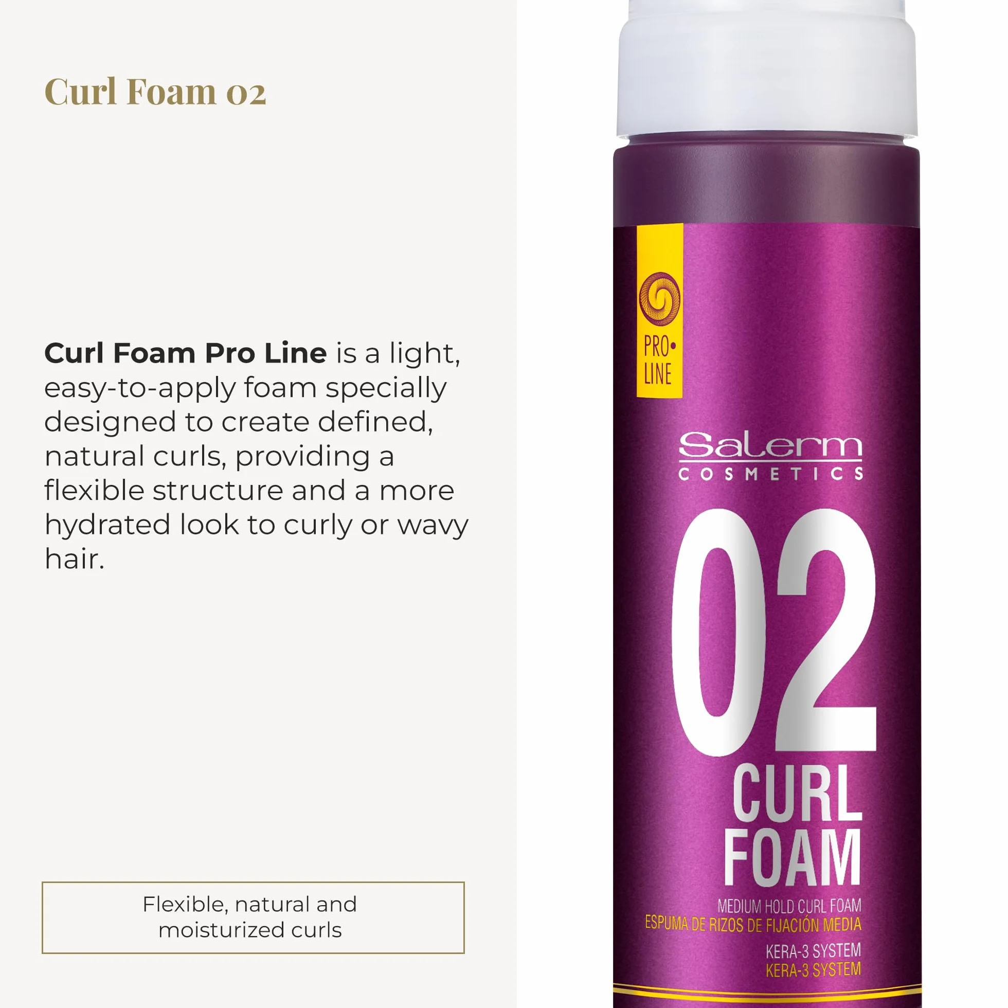SALERM Pro Line Curl Foam 200 ml Rizos Definidos Queratinas Repara Hidrata Filtro Solar UV