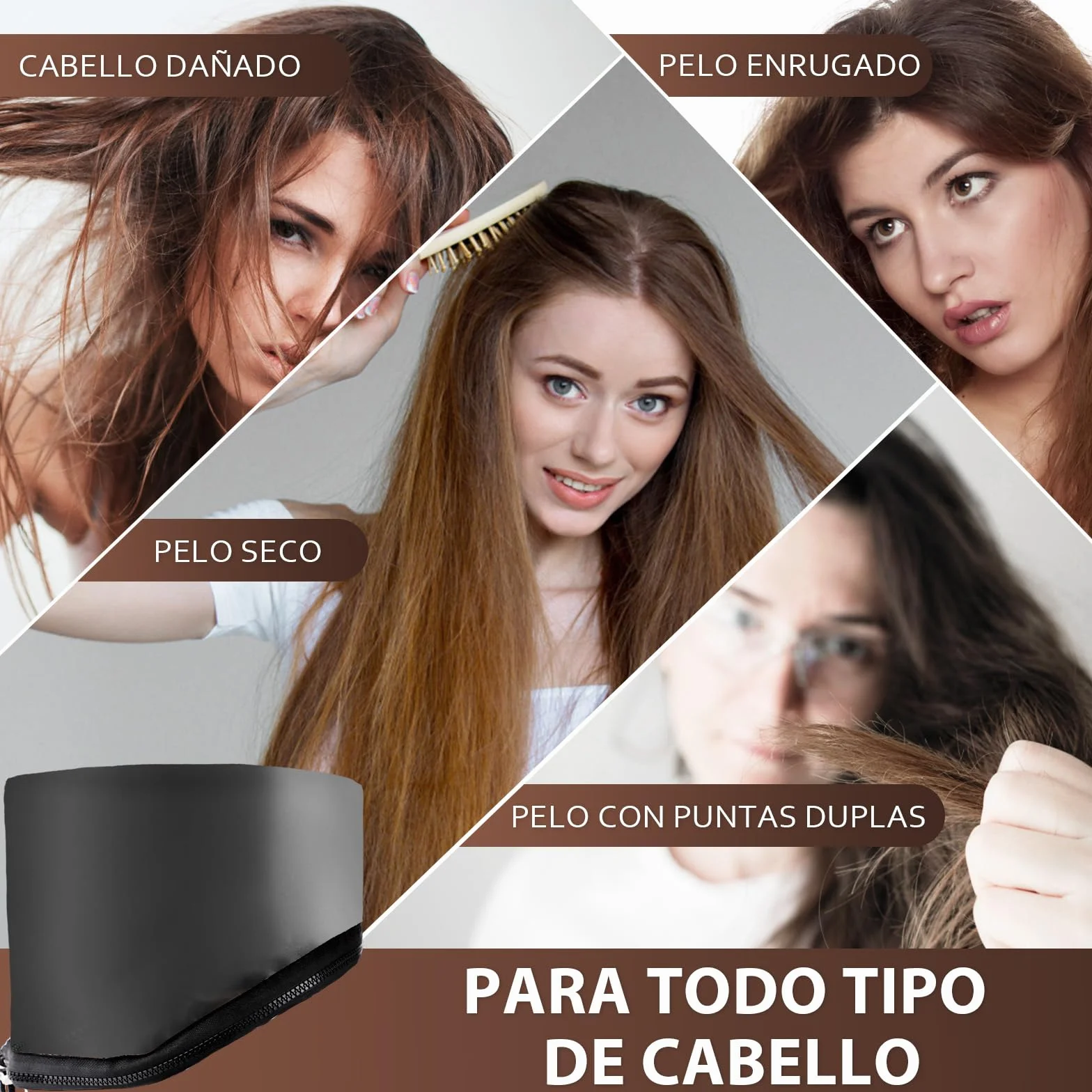 Biutee Gorro Térmico con Temporizador 10-90 Minutos Temperatura Ajustable Peluquería Spas Salones Hogar Negro