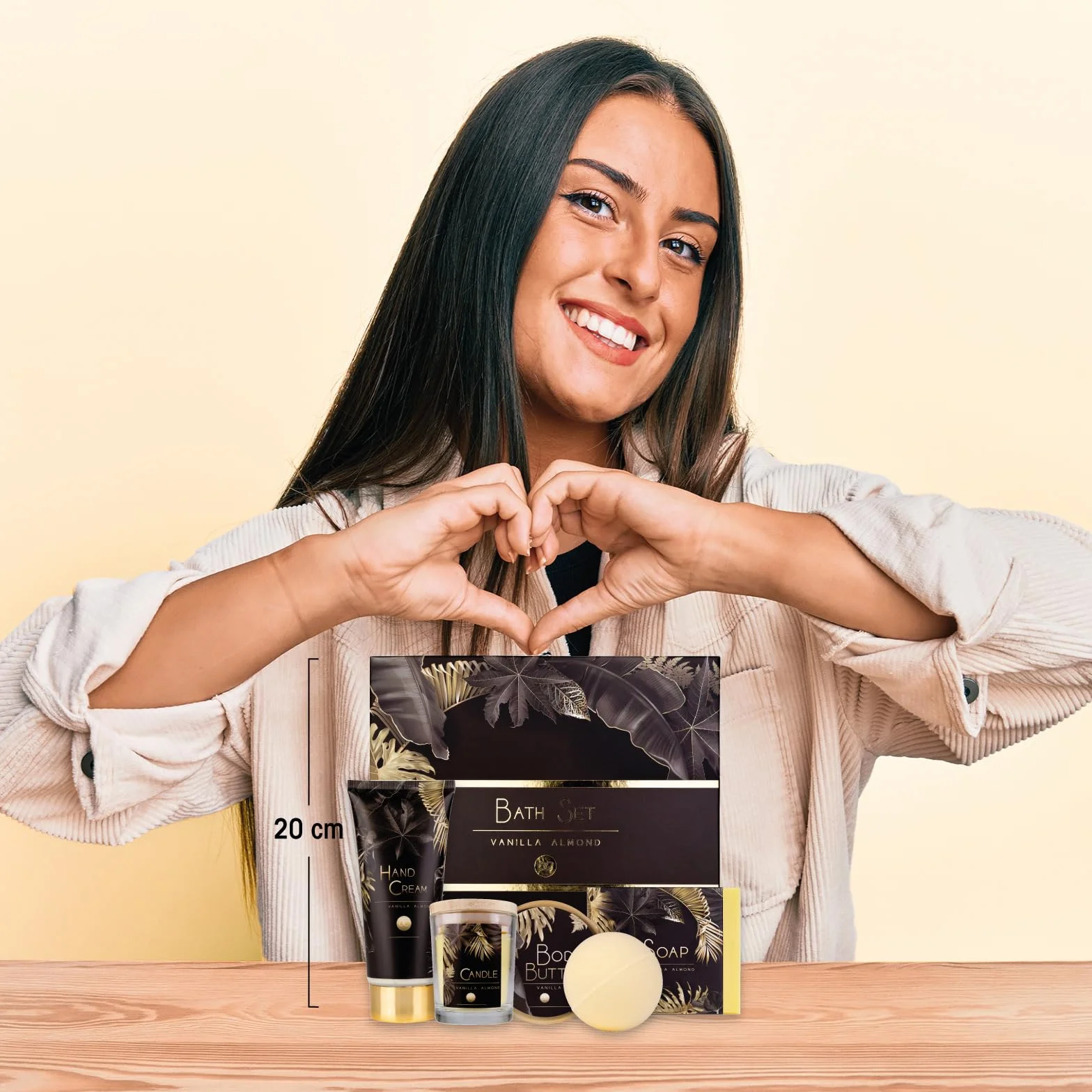 Accentra Set de regalo para mujer de lujo 5 piezas baño con vela perfumada jabón crema de manos mantequilla corporal bomba de baño