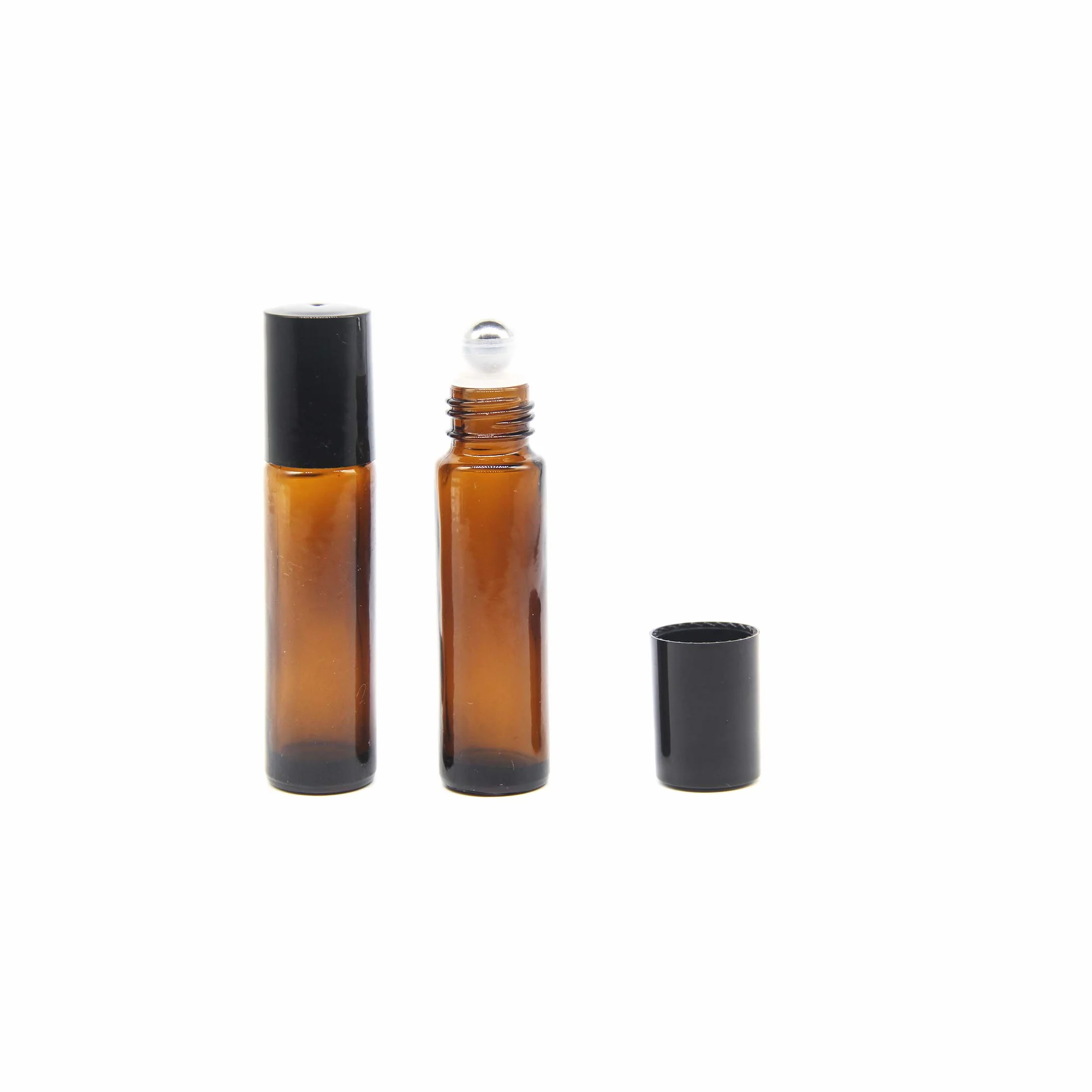 Botellas Roll On Cristal 10ml Marrón con Bola de Acero Inoxidable para Aceites Esenciales – 6 Pcs