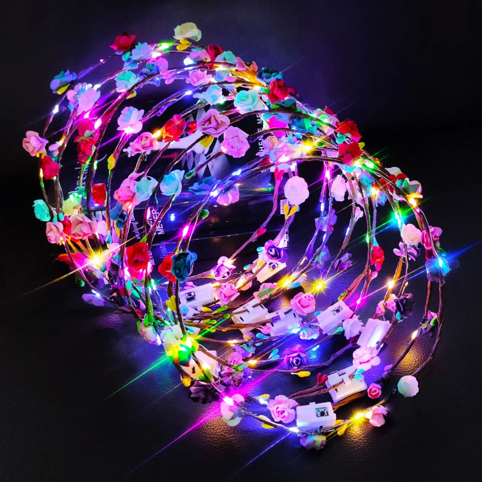 Diademas LED Intermitentes de Flores para Fiesta, Halloween, Navidad, Boda