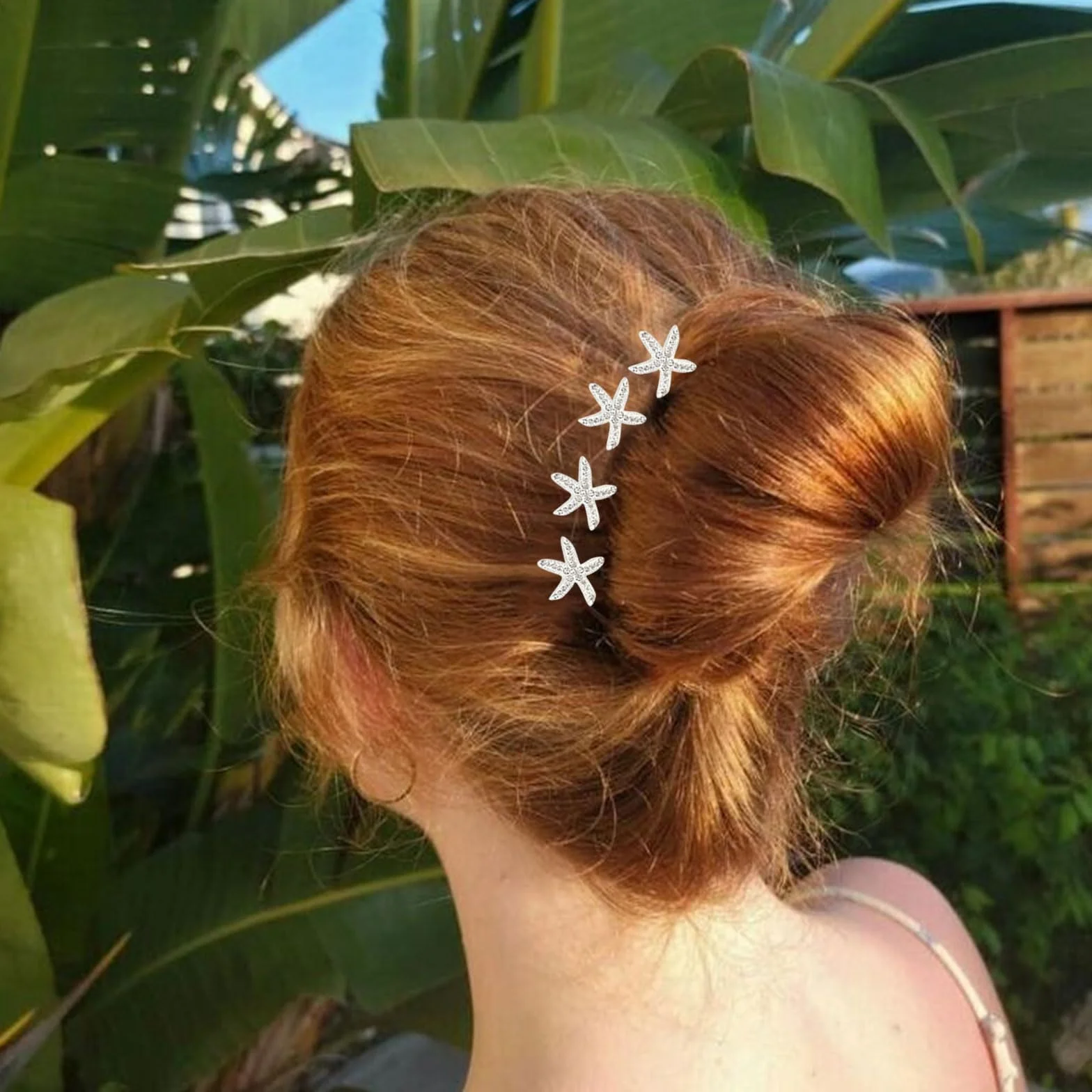 LunarCharm 10 pinzas para el pelo con diamantes de imitación blancos estilo playa estrella de mar