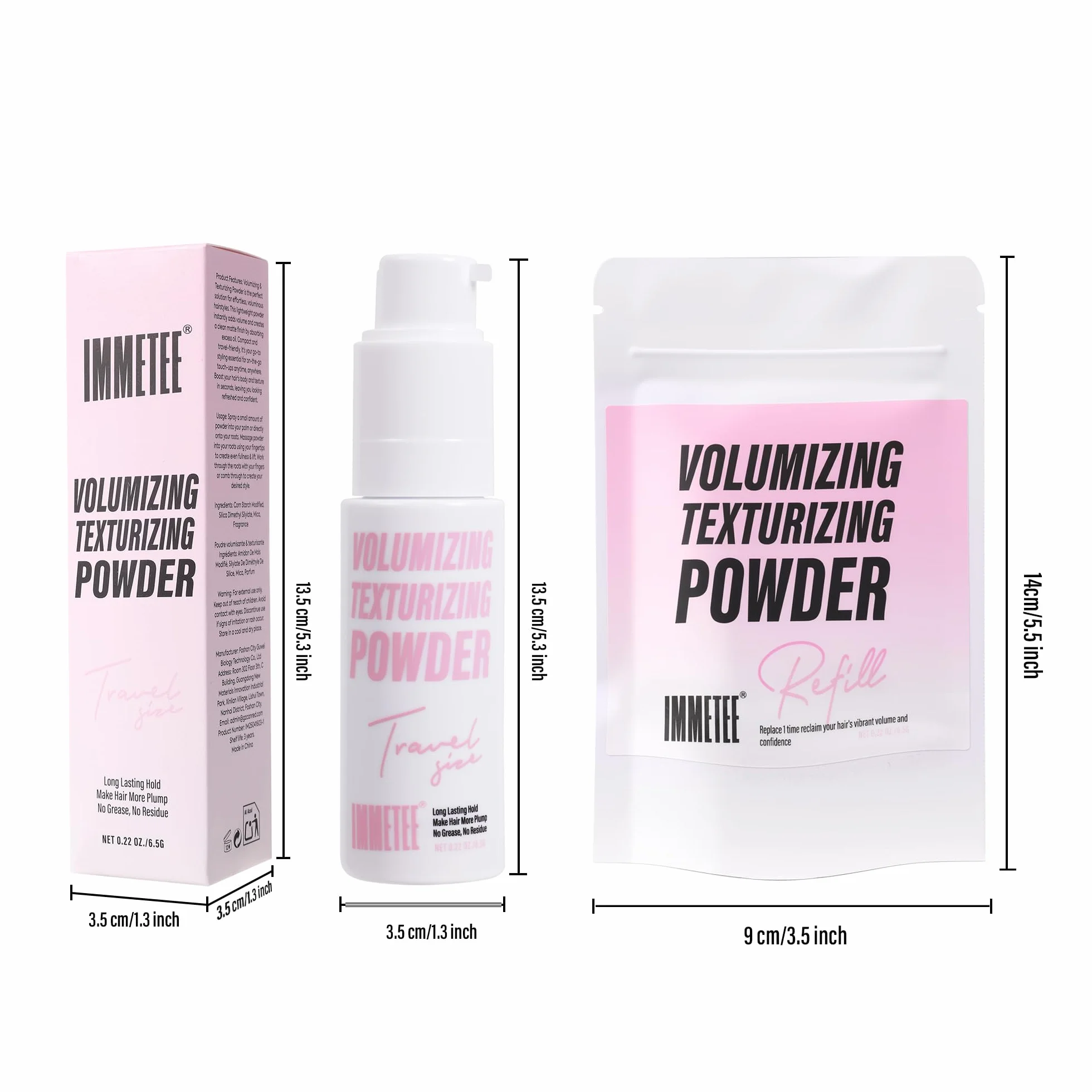 immetee Polvos Texturizantes Pelo Hombre Mujer 13g, Polvos Para el Pelo, Efecto Mate, Forte Sostener, Paquete 13g