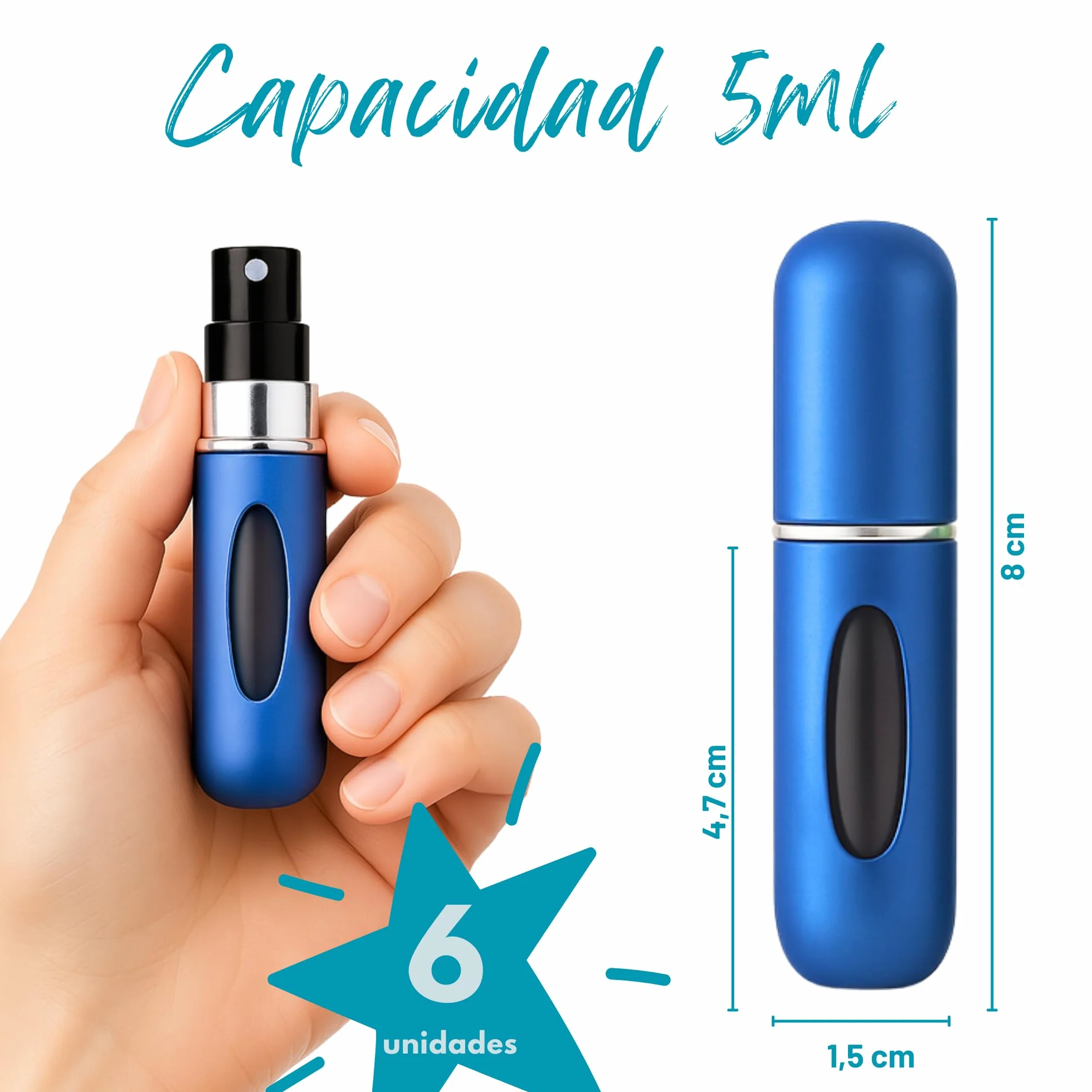 YUME 5ML Atomizador Perfume Recargable Mini Botella Rociadora Portátil Sin Fugas Azul