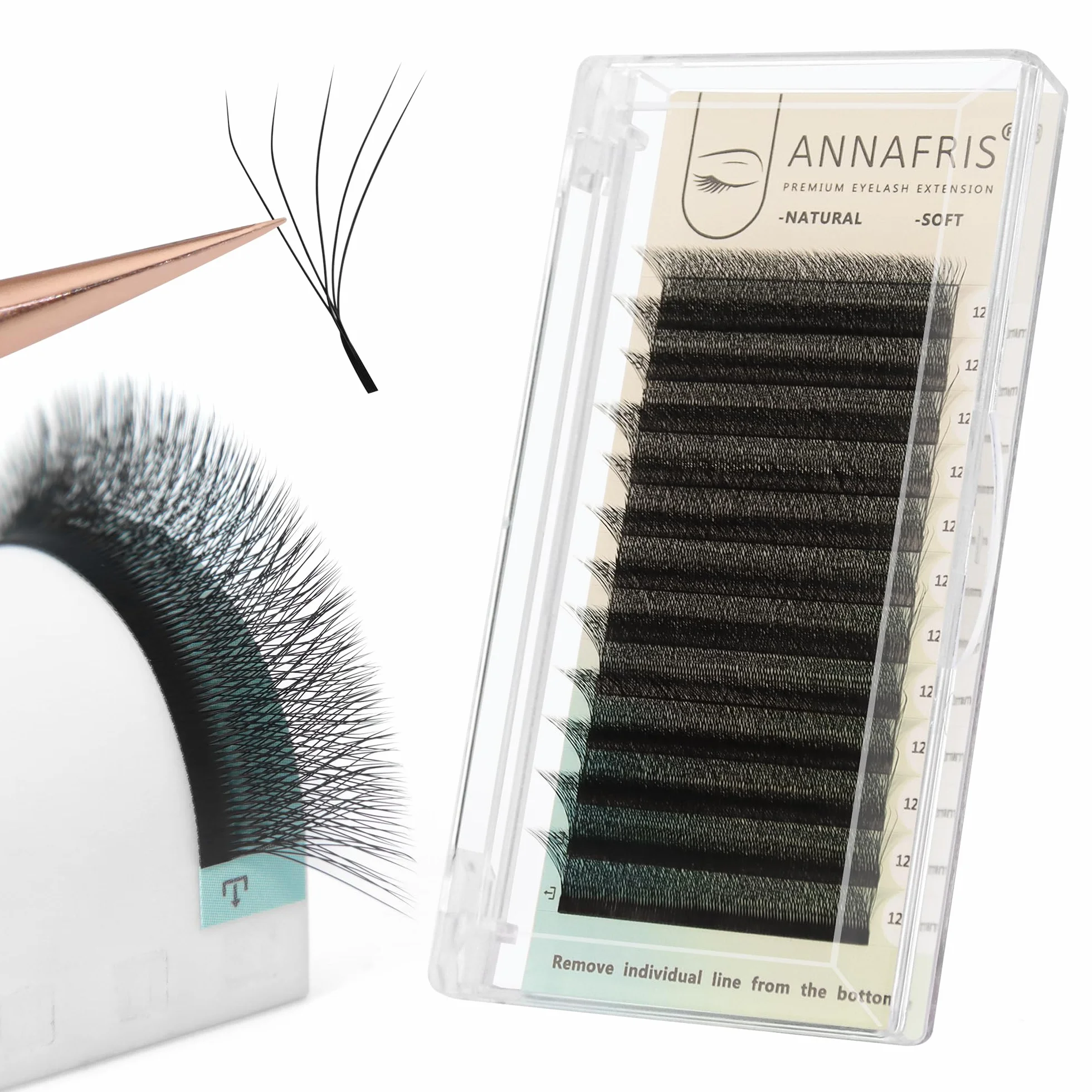 Extensión de Pestañas 5D W 0.07mm C Curl 8-15mm Pelo a Pelo Volumen Ruso Fan Lash