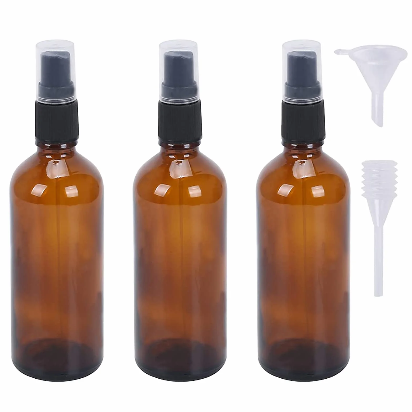 Bote Spray Pulverizador Cristal 100ml, Botellas de Vidrio Ámbar Vacías para Aceite Esencial, Aromaterapia