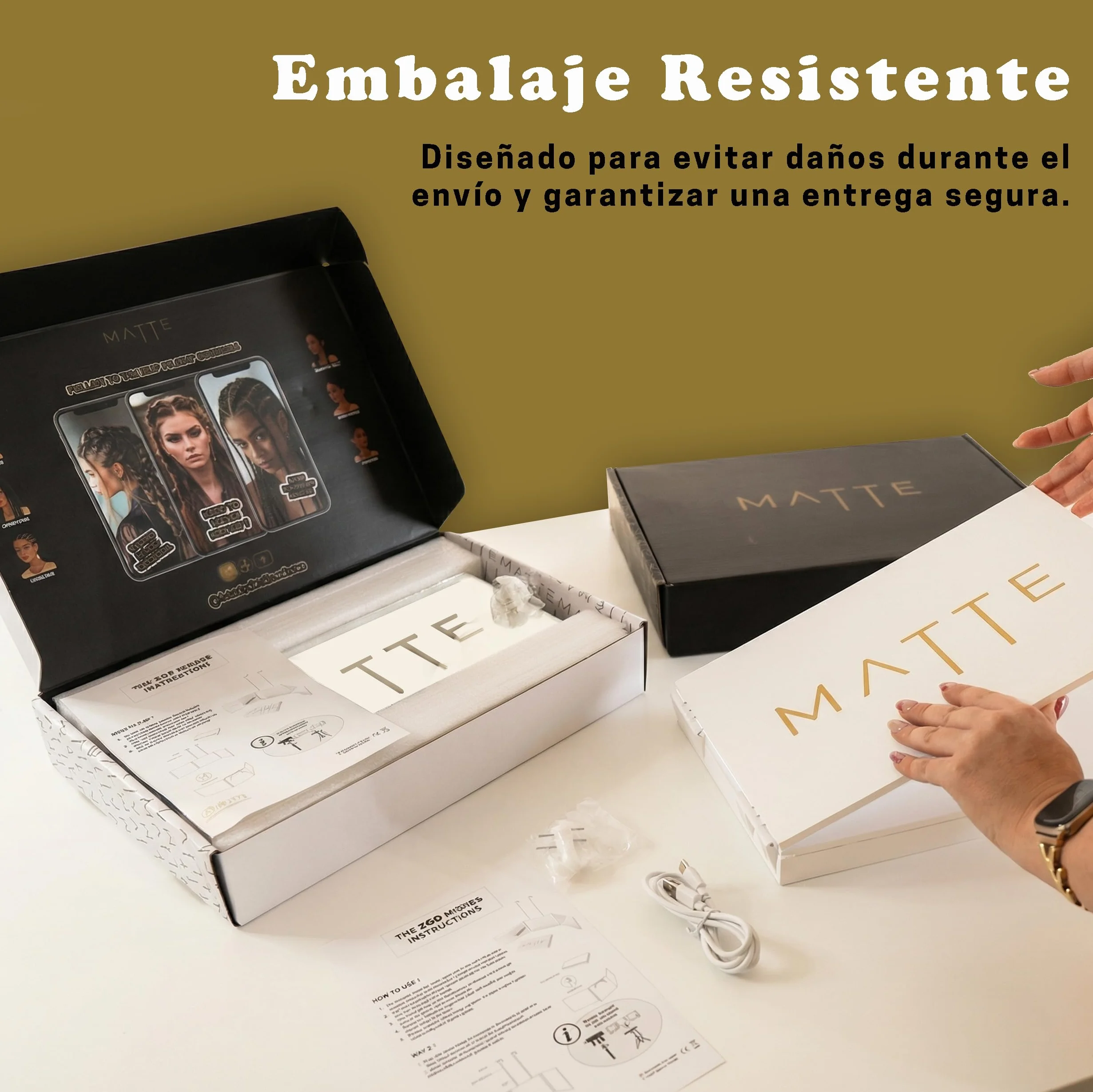 Espejo de 360 grados plegable 3 lados para peluquería, altura ajustable con ganchos
