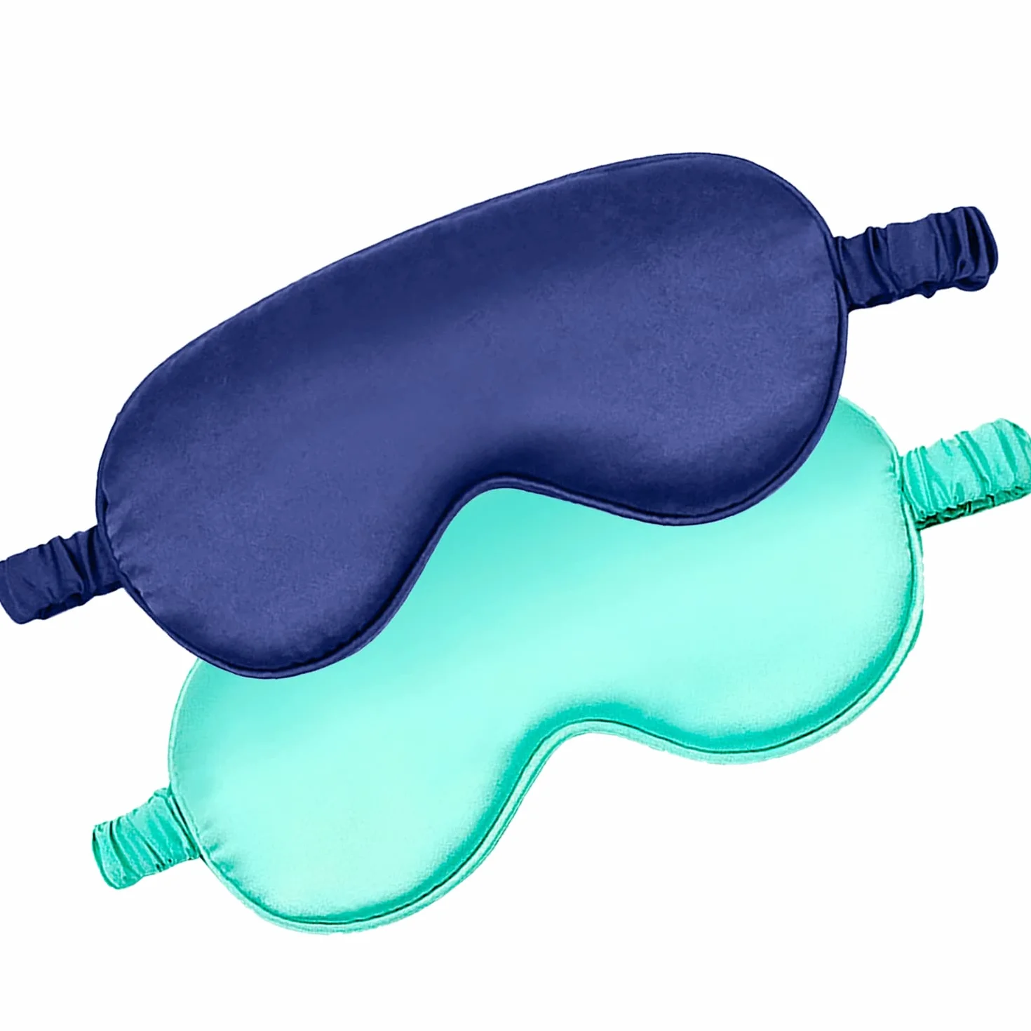 Antifaz para dormir para hombres y mujeres, paquete de 2 antifaz de seda de morera natural 100% real con correa ajustable, antifaz para dormir, viajes, siesta (azul marino y verde claro)
