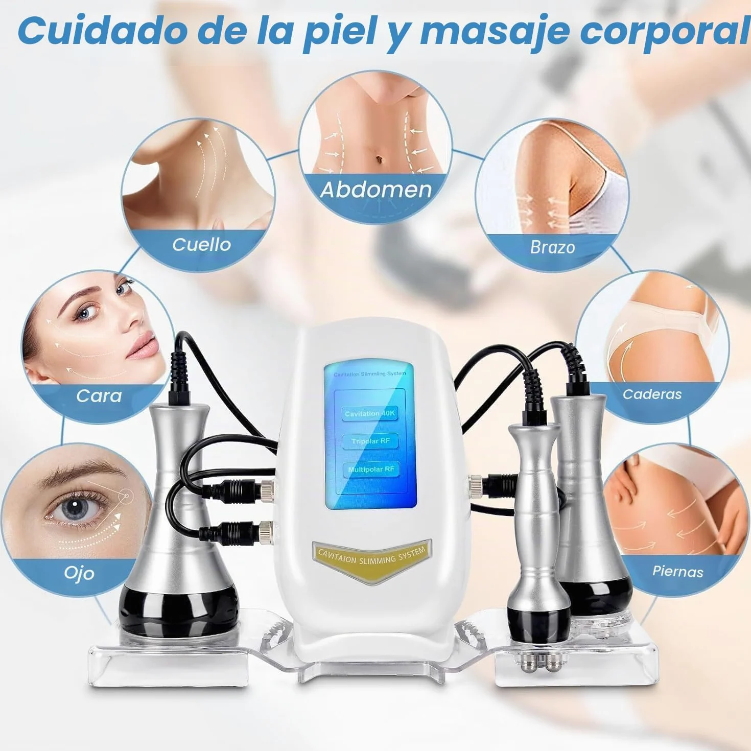 Cozion Radiofrecuencia Facial y Corporal Profesional 40K cavitacion y Radiofrecuencia Aparatos Masajeador anticelulitico Máquina de Adelgazamiento de Belleza Masajeador Celulitis (S)