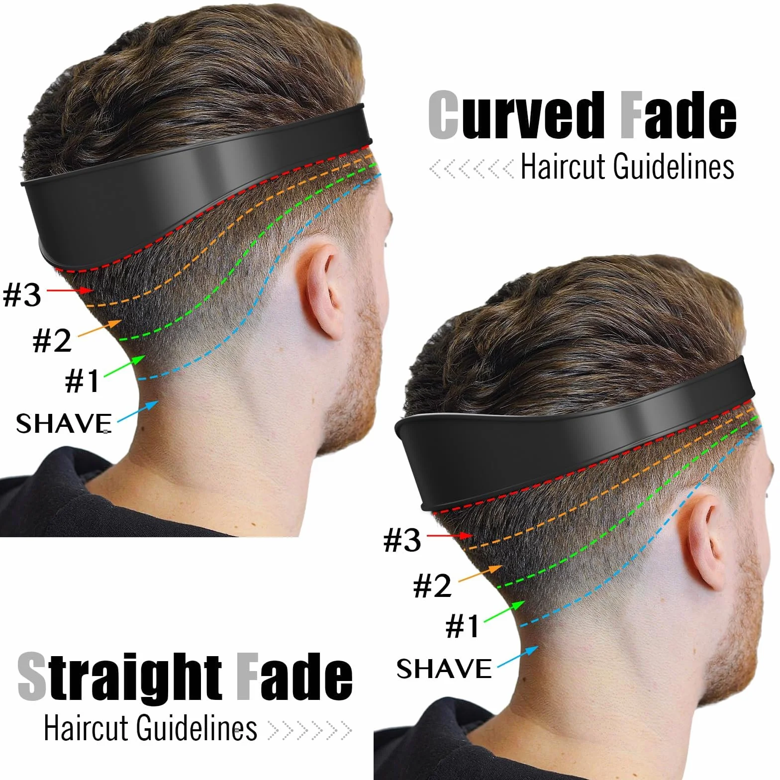 Irikdescia Guía de Corte de Cabello Ajustable Profesional para Cortes Hechos por Usted Mismo, Negro