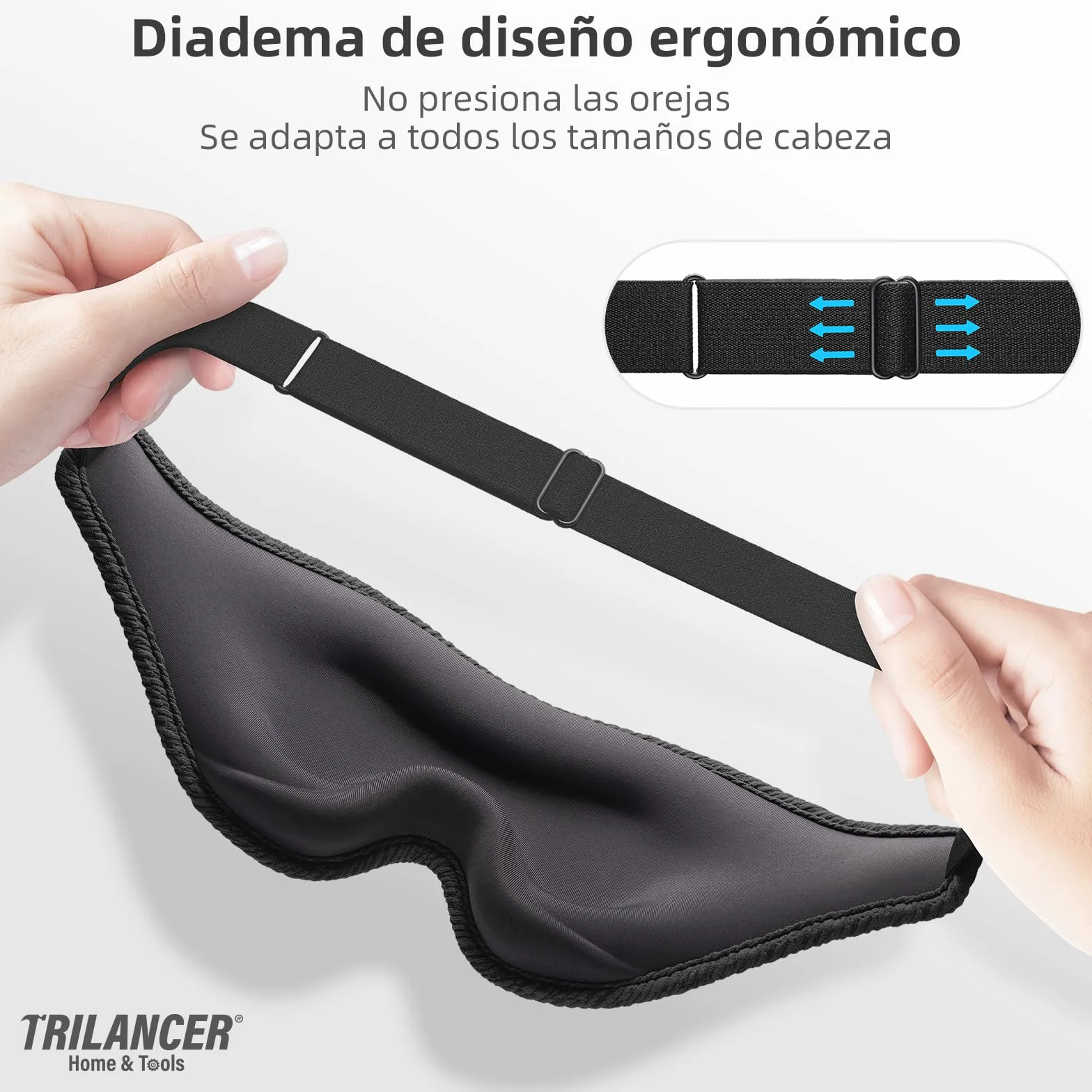 Antifaz para Dormir Bloquea Luz 99.99% con Tapones Oídos Negro