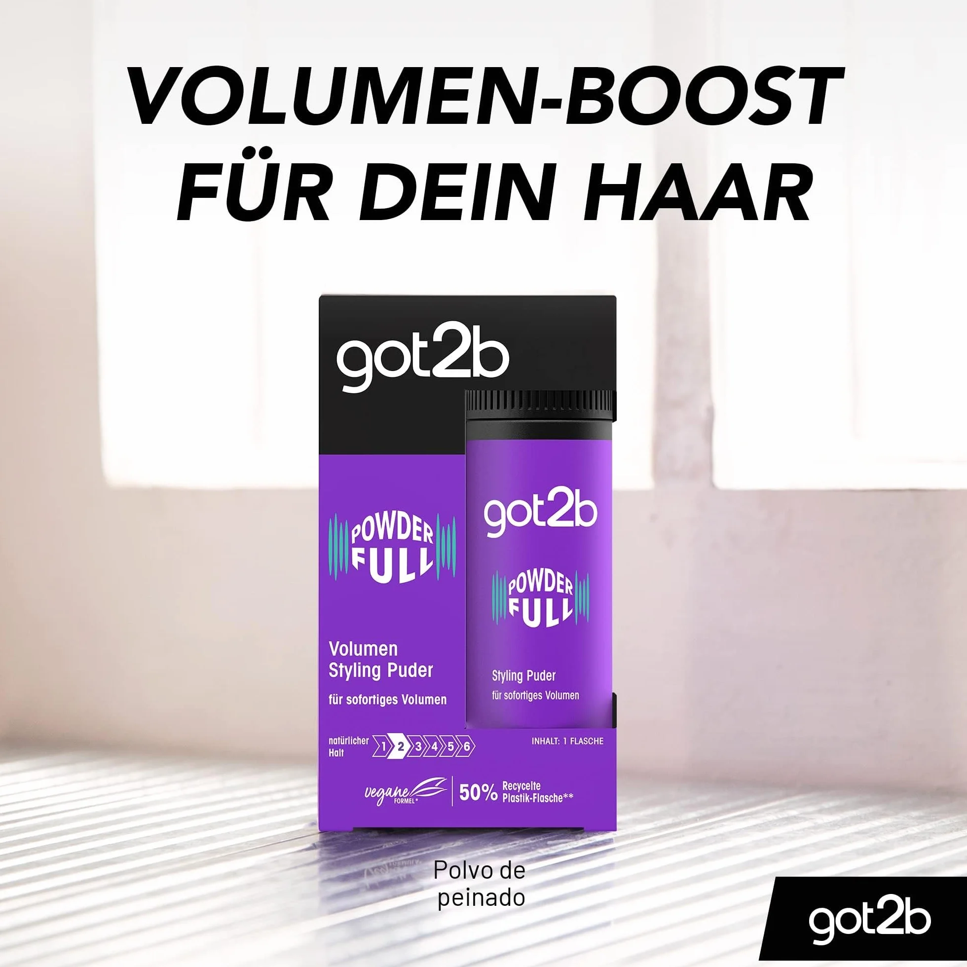 got2b Polvo de peinado volumen (10 g) para raíz, fórmula ligera aspecto natural