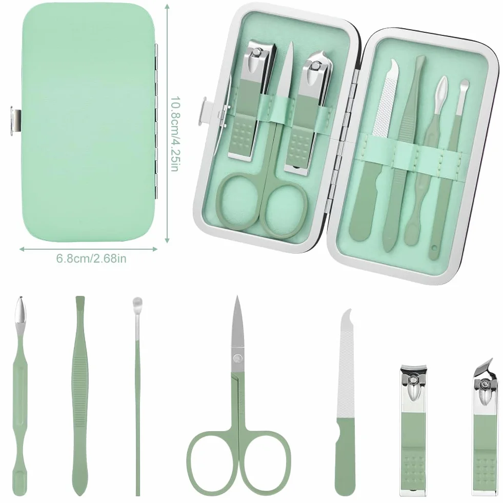 Set de Manicura Pedicura 7 en 1 Cortaúñas Acero Inoxidable Grooming Kit Profesional