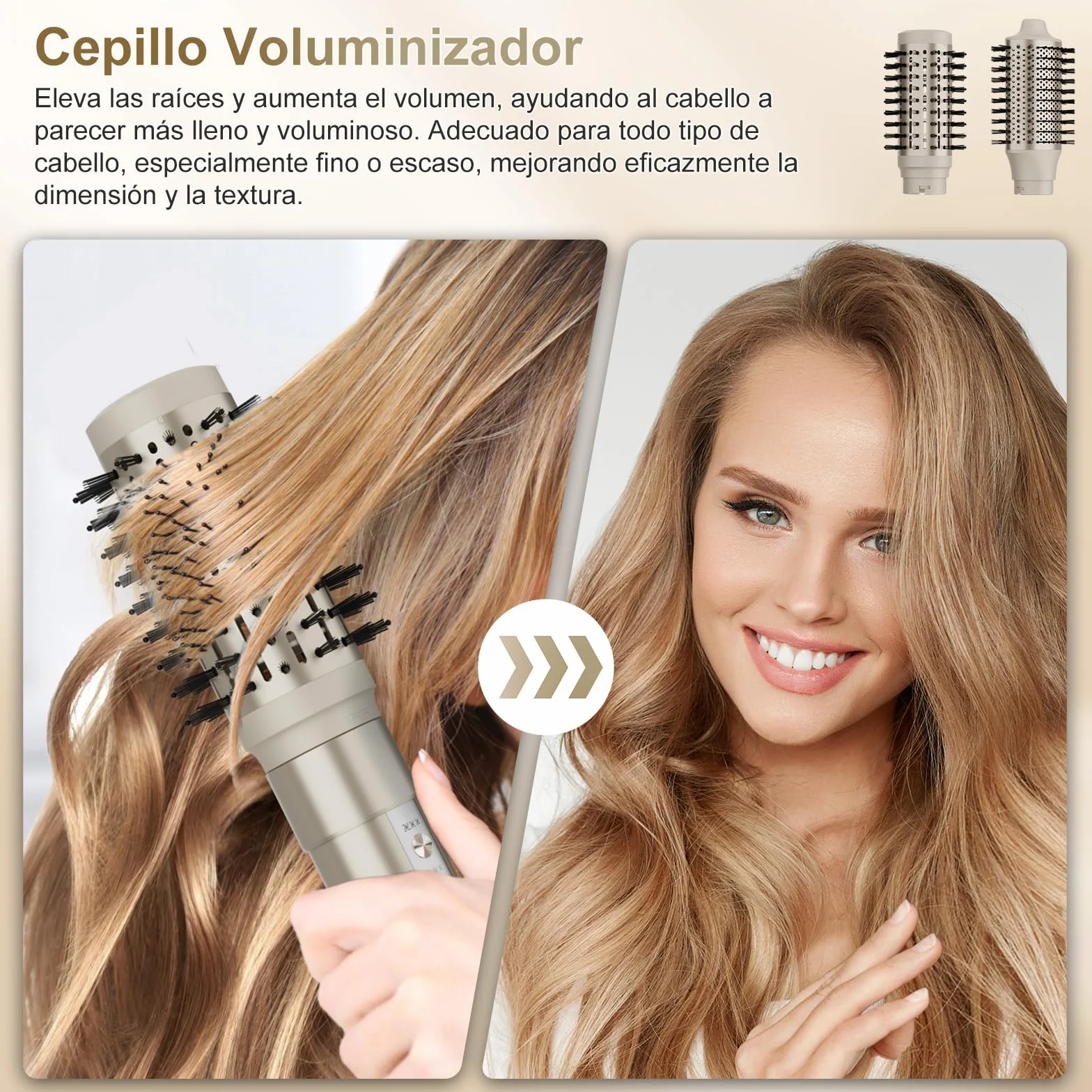 7MAGIC Moldeador Pelo 6 en 1, Secador Cepillo Alisador 1300W, Efecto Coanda, Cuidado iónico