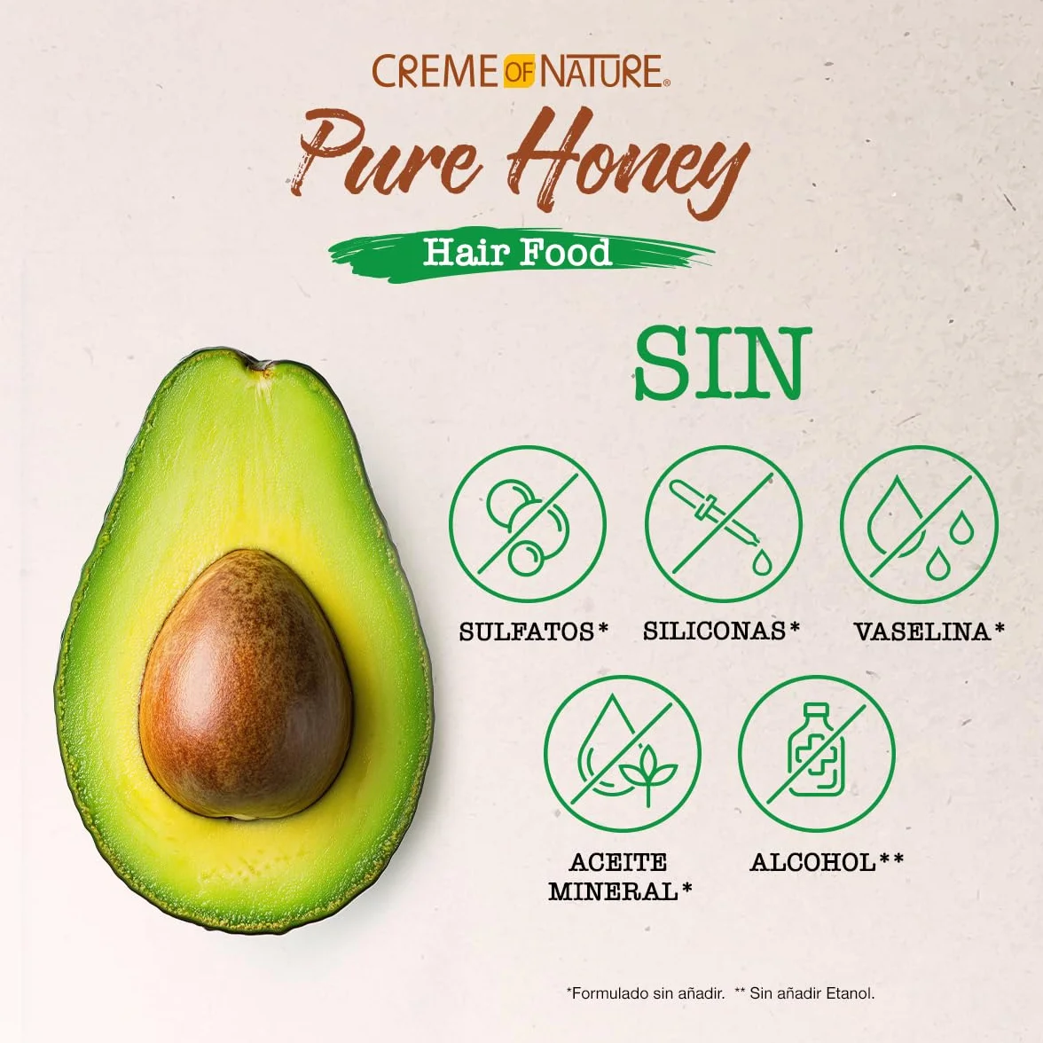 Creme of Nature Pure Honey Hair Food Avocado Espuma para peinar 207ml