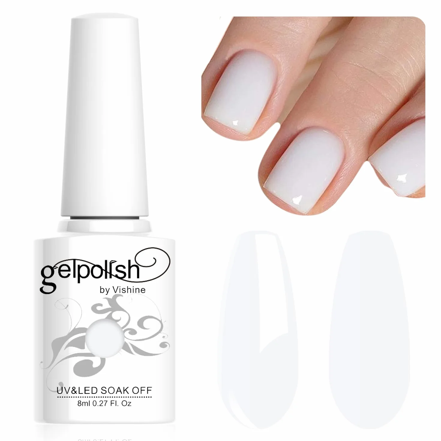 Vishine Esmalte de uñas UV en gel color leche 8ml - Laca LED Soak Off, tipo jelly