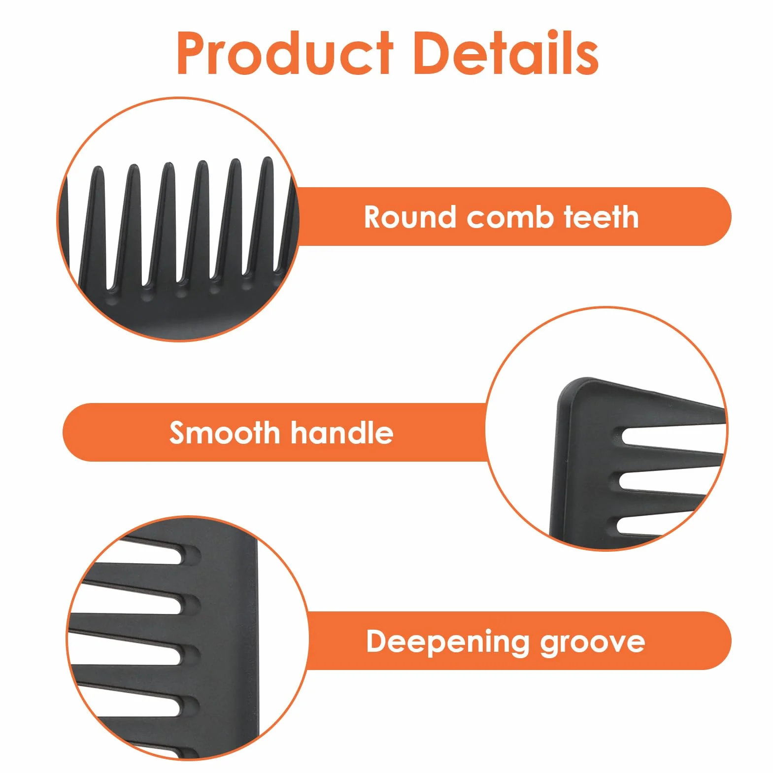 Peine de Carbono de Dientes Anchos Antiestático para Cabello y Barba Profesional