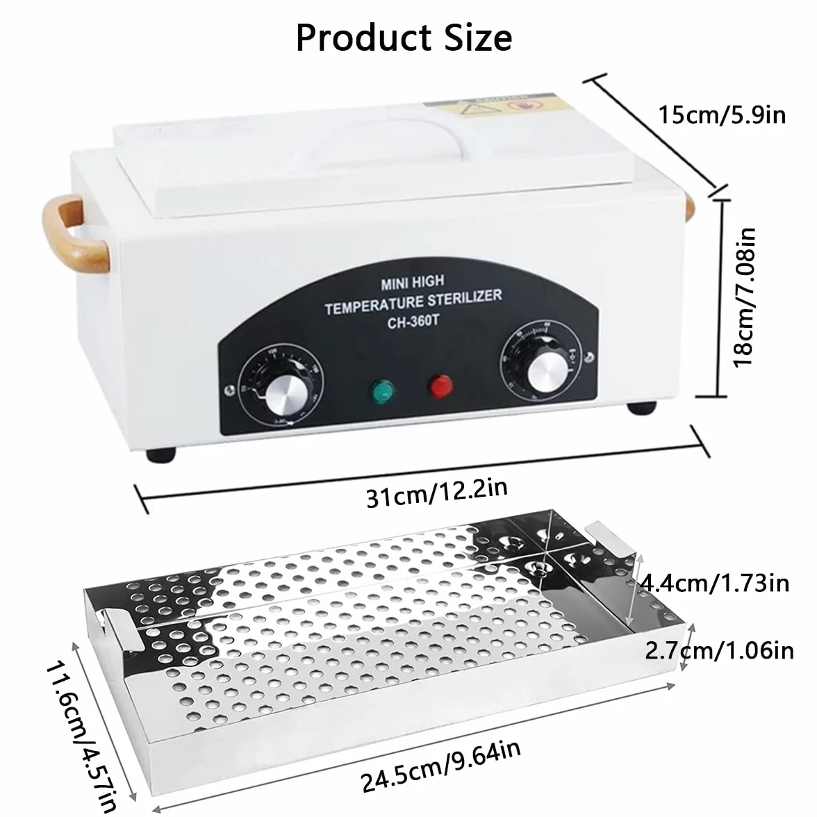 Desinfección Esterilizador Aire Caliente, 300W 1.5L 200℃ Esterilizador Calor Seco Esterilizadors Alta Temperatura EsterilizadorsHerramientas para Uñas con Temporizador y Luz Indicadora para Peluquería