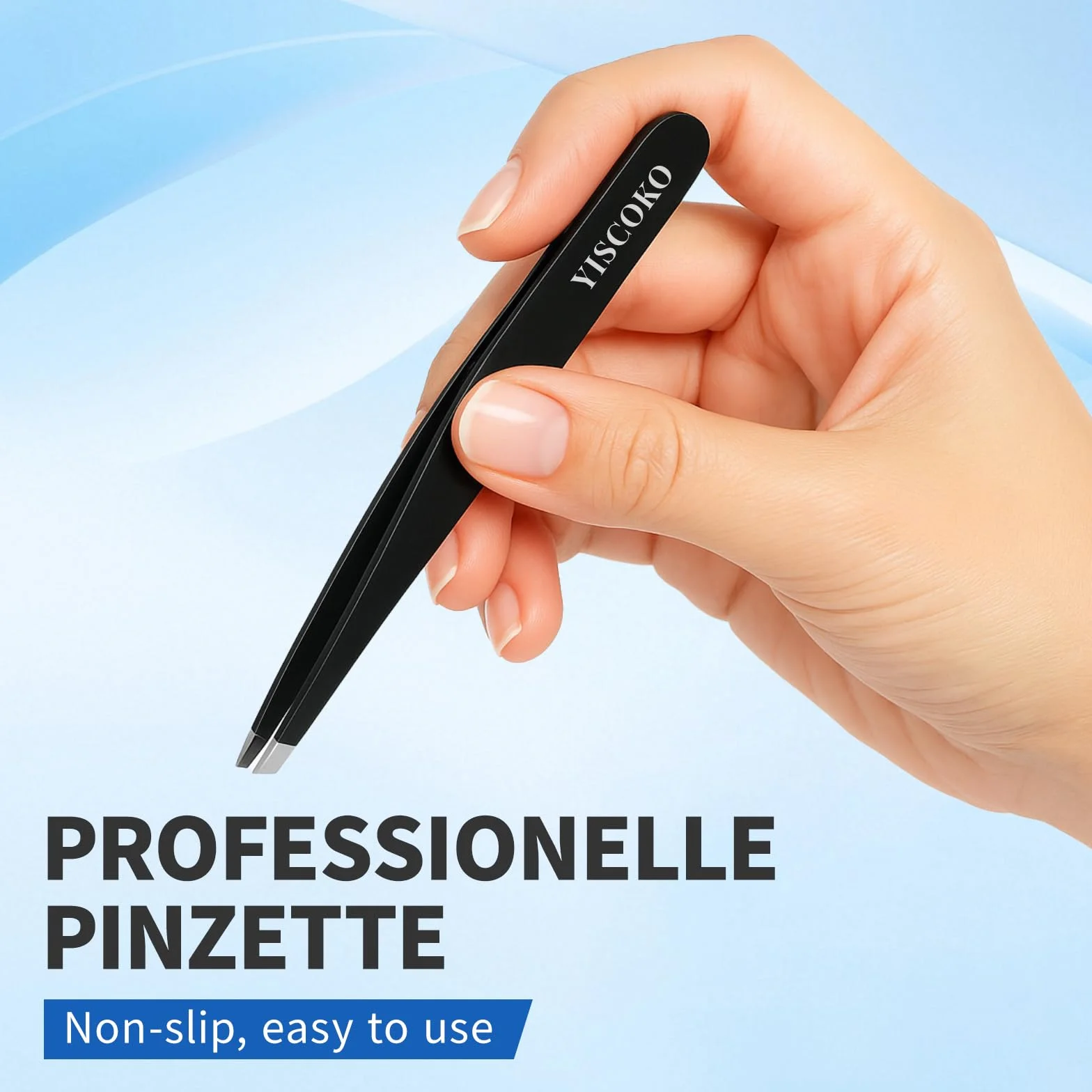 Pinzas profesionales acero inoxidable cejas mujer 2 unidades negro