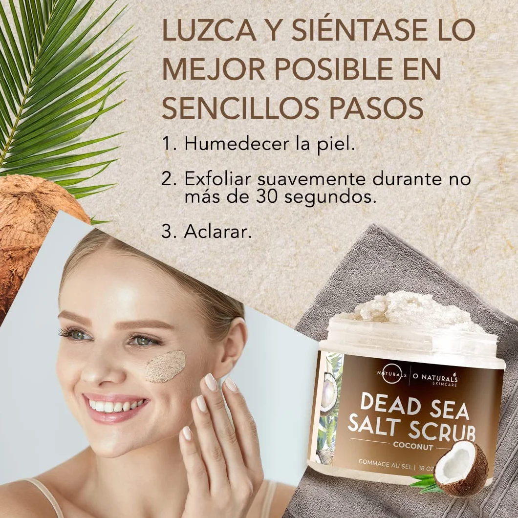 O Naturals Exfoliante de Aceite de Coco y Sal del Mar Muerto, Limpieza Profunda 500gr