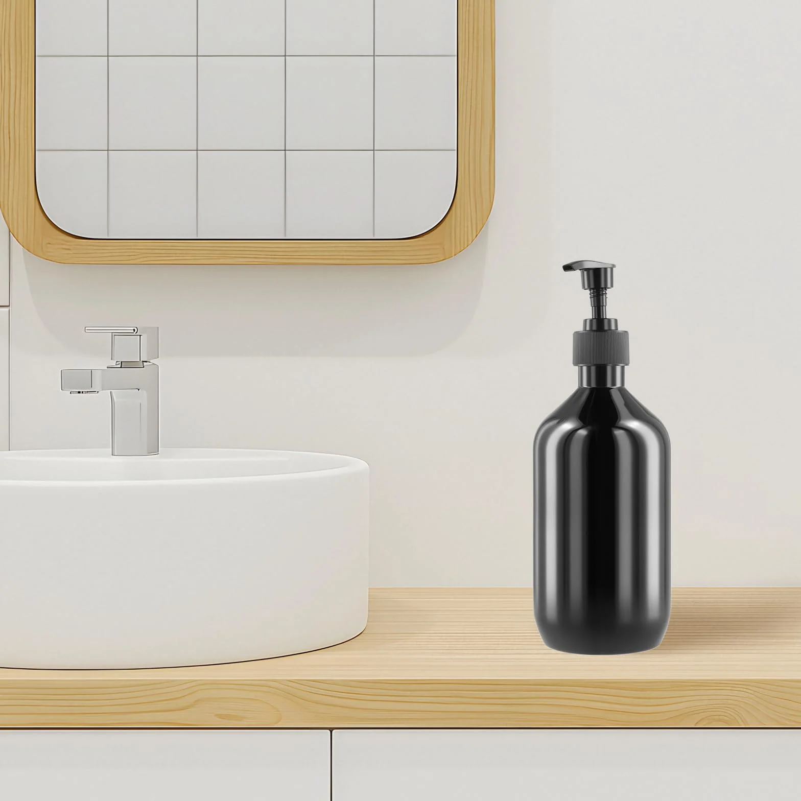 8 Botellas Dispensadoras de 500 ml Rellenables, Color Negro con Bomba, para Champú, Gel de Ducha, Jabón Líquido y Loción, Botellas de Plástico Recargables para Baño