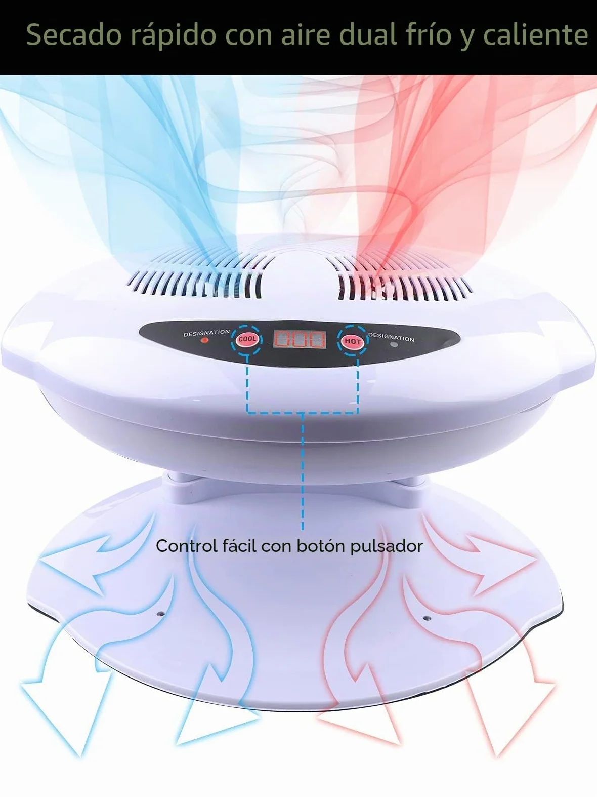 Kalolary Secador de Uñas, 400W Nail Dryer Secador con Aire Frío y Caliente Ventilador de Secado de Manicura para Manos y Pies Esmalte de Uñas Sensor Automático Uso en El Hogar y El Salón (Blanco) | Aire Frío y Caliente Ventilador de Secado de Manicura par