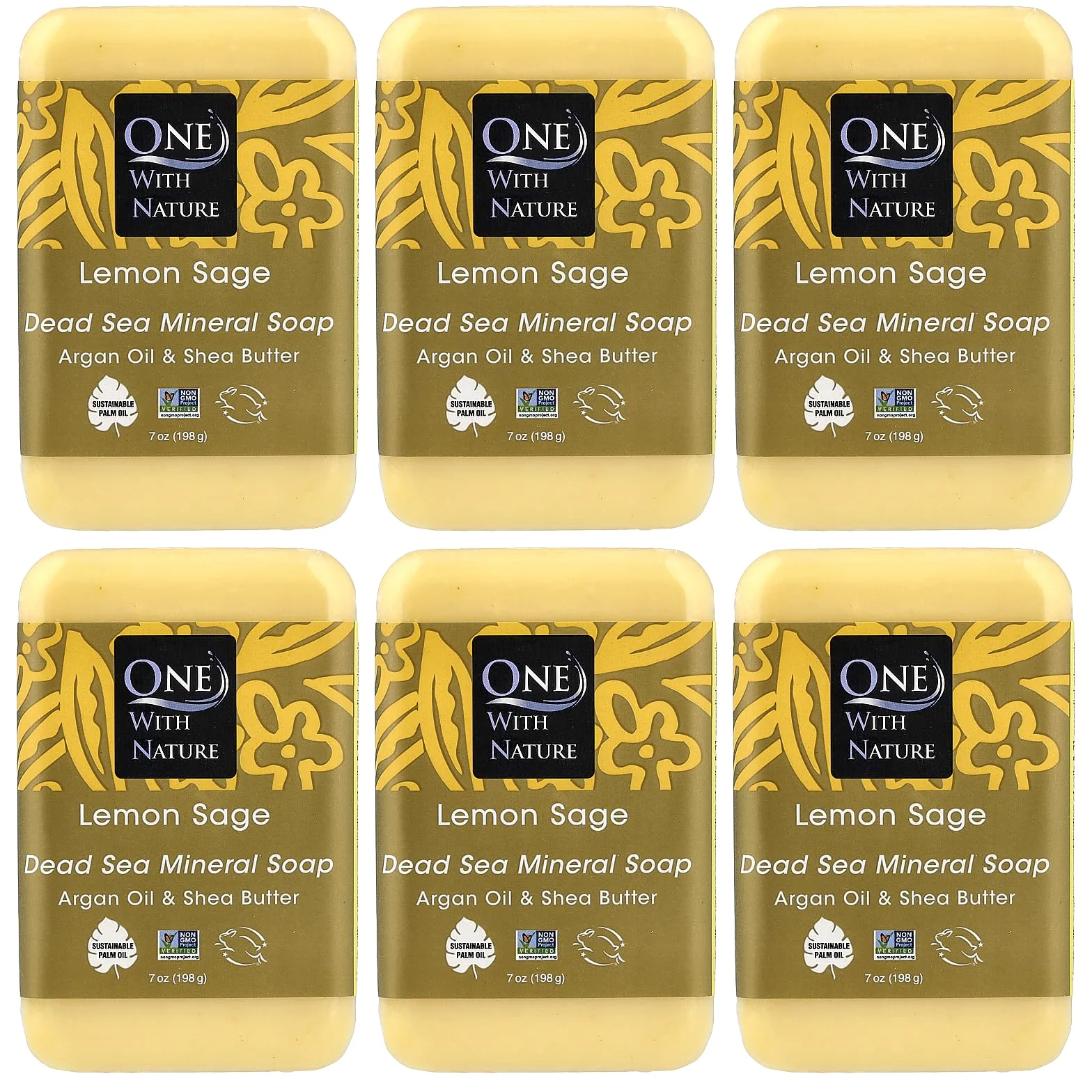 One with Nature Dead Sea Mineral Soap, Lemon Sage, 7 de Ounces (Pack of 6) by One with Nature