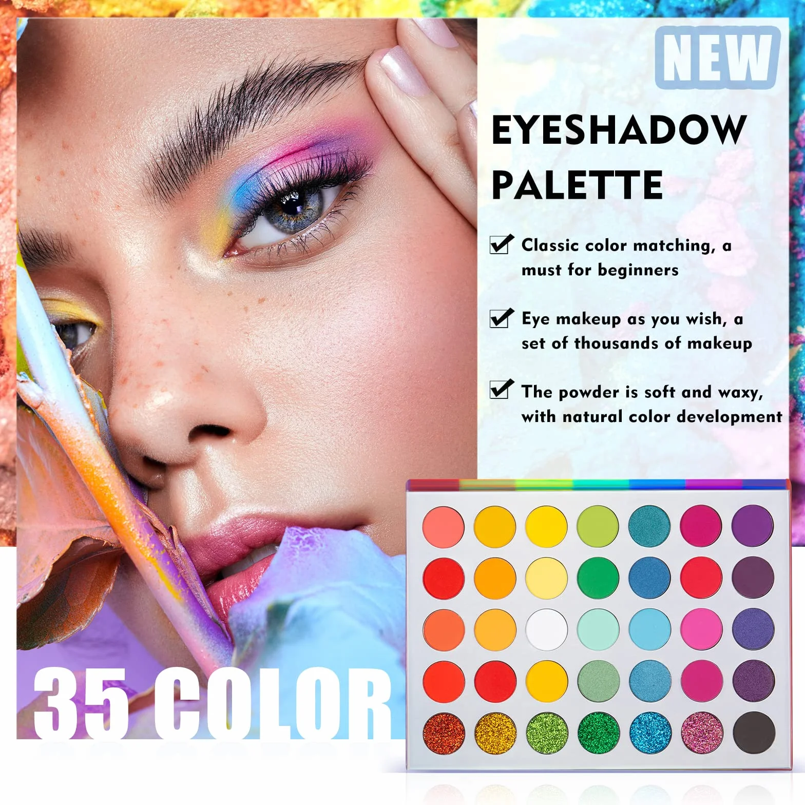 Paleta de maquillaje de ojos altamente pigmentada, sombras metálicas mate, larga duración