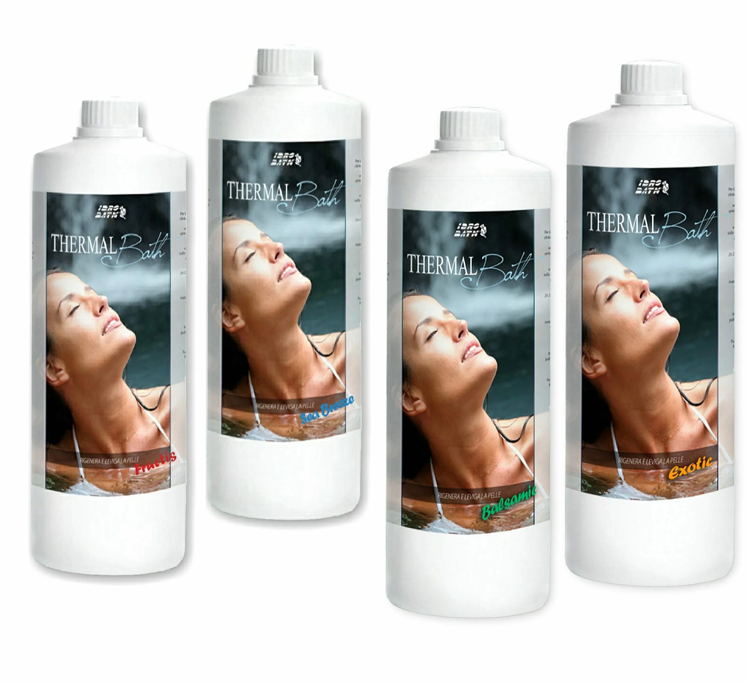 Metacril Agua termal para hidromasaje y piscina aromatizada 4 fragancias. Thermal Bat Kit 1 l x 4 piezas (Jacuzzi,Teuco, Dimhora,Index,Bestway etc).