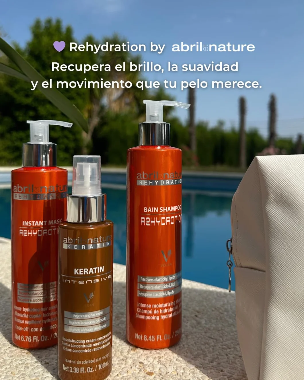 Abril et Nature Set de Cuidado Capilar Rehydration Champú Mascarilla Sérum 550 ml