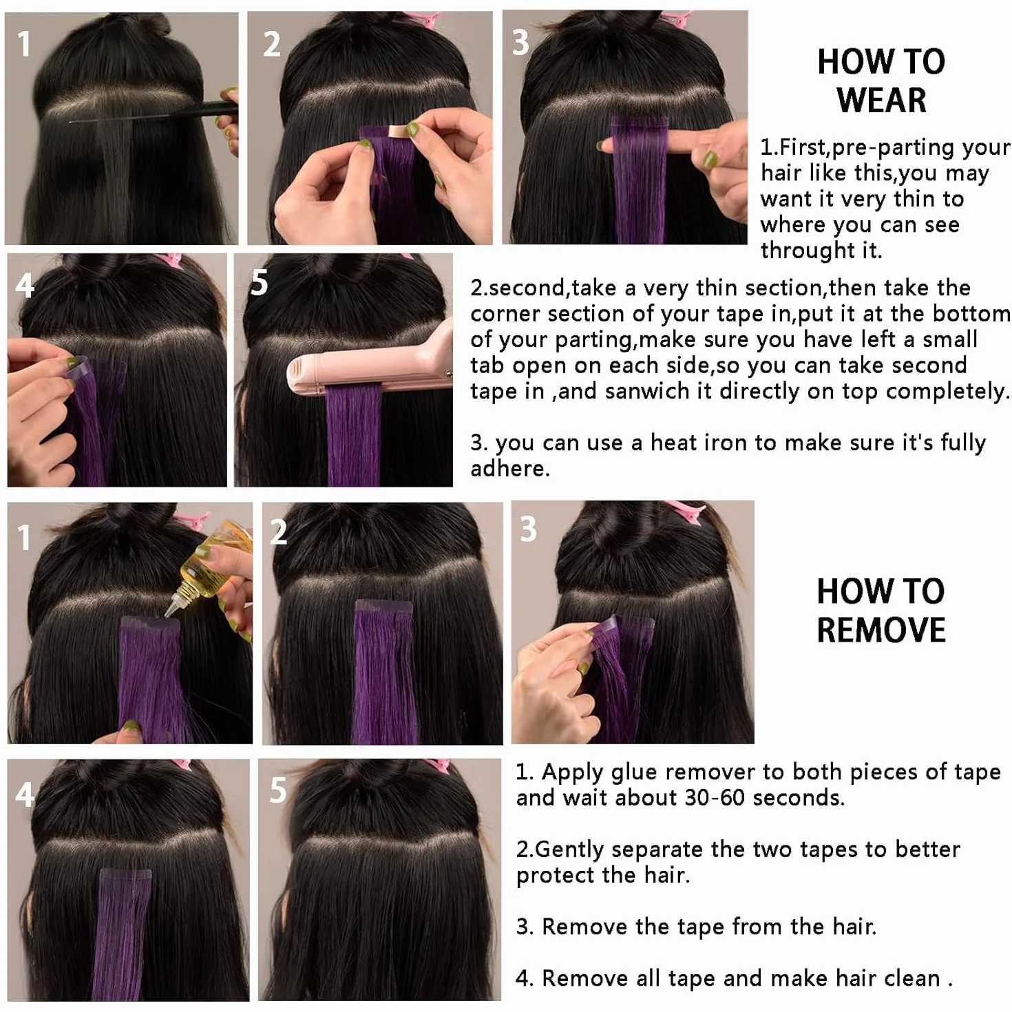 HotLulana Extensiones Adhesivas Pelo Natural Negro Marrón Castaño 1B/1B/6 40pcs 60cm 100g 24pulgadas Invisible Skin Weft Tape