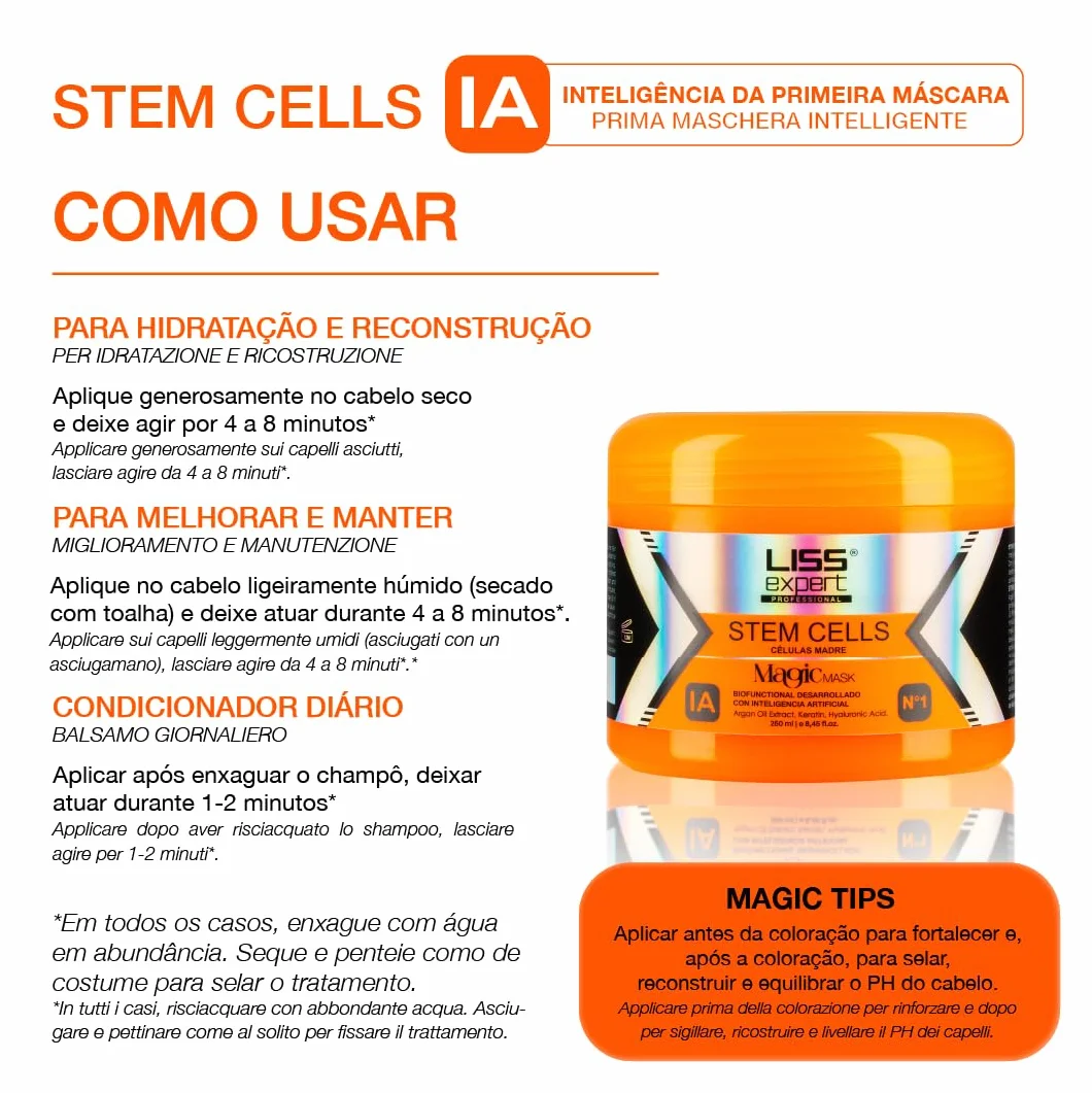 Team Magic Liss Expert Kit Alisado Células Madre 250 ml + Mascarilla Magic IA 250 ml + Divine Oil 50 ml