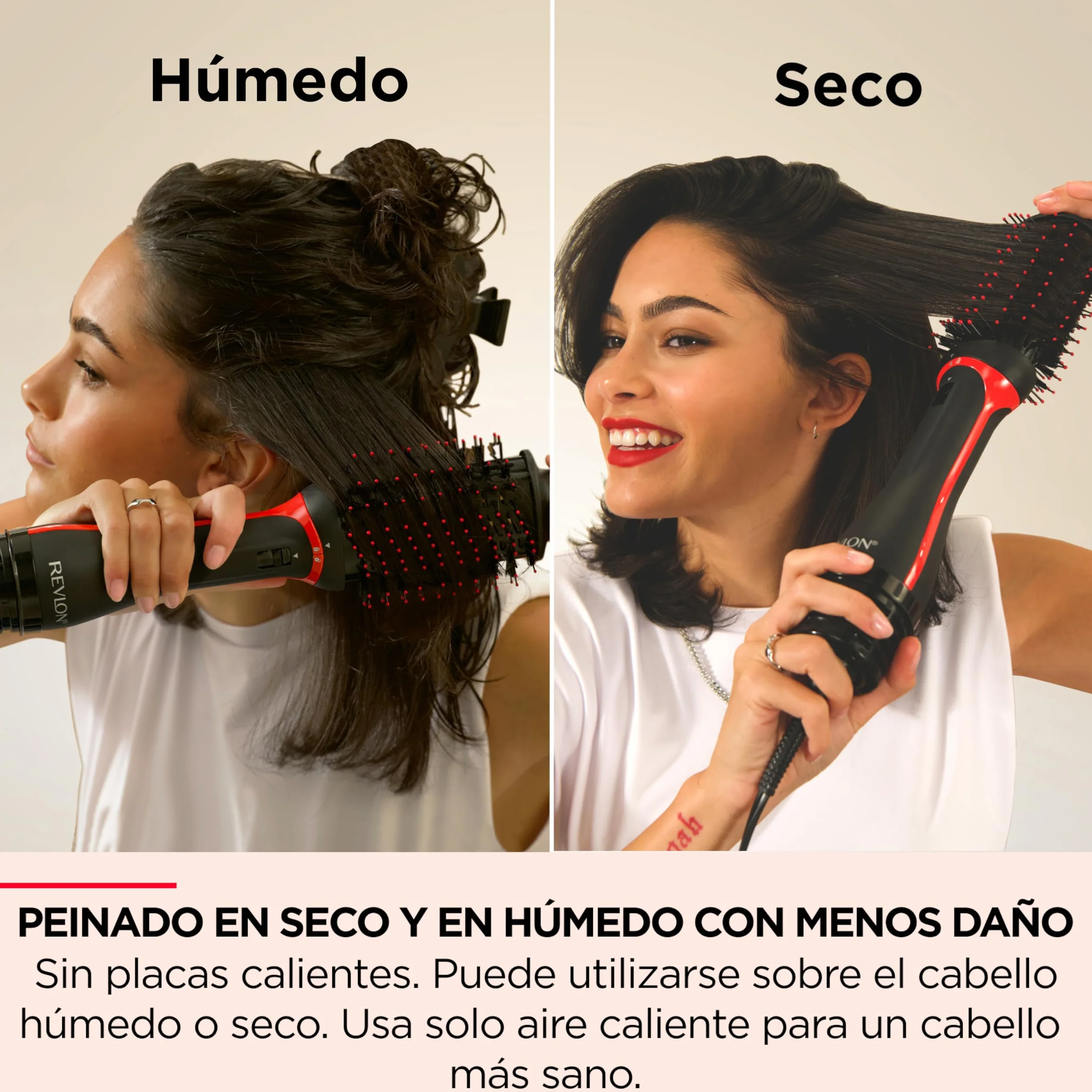 Revlon One-Step Plus Voluminizador Cabezal Desmontable Titanio Cerámica Cerdas Mixtas Carbón Activado