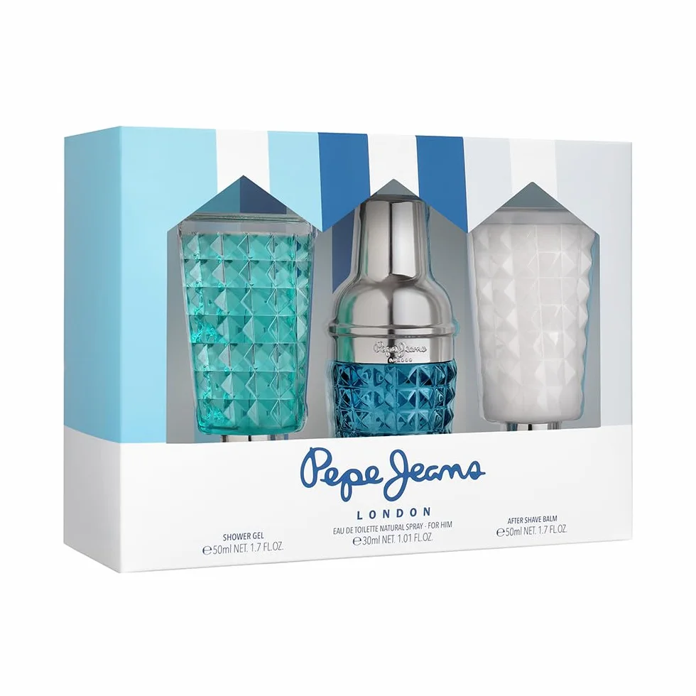 Pepe Jeans Life Is Now For Him Estuche Regalo Perfumes Hombre Pack de 3 Piezas Eau de Toilette 30ml After Shave 50ml Shower Gel 50ml Set Fragancia Aromática Amaderada