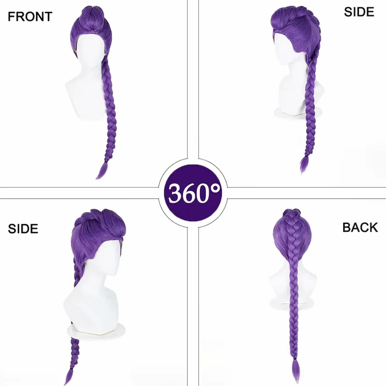 Peluca de Anime para Cosplay Niños Mujeres Trenzas Moradas Accesorio Realista Halloween