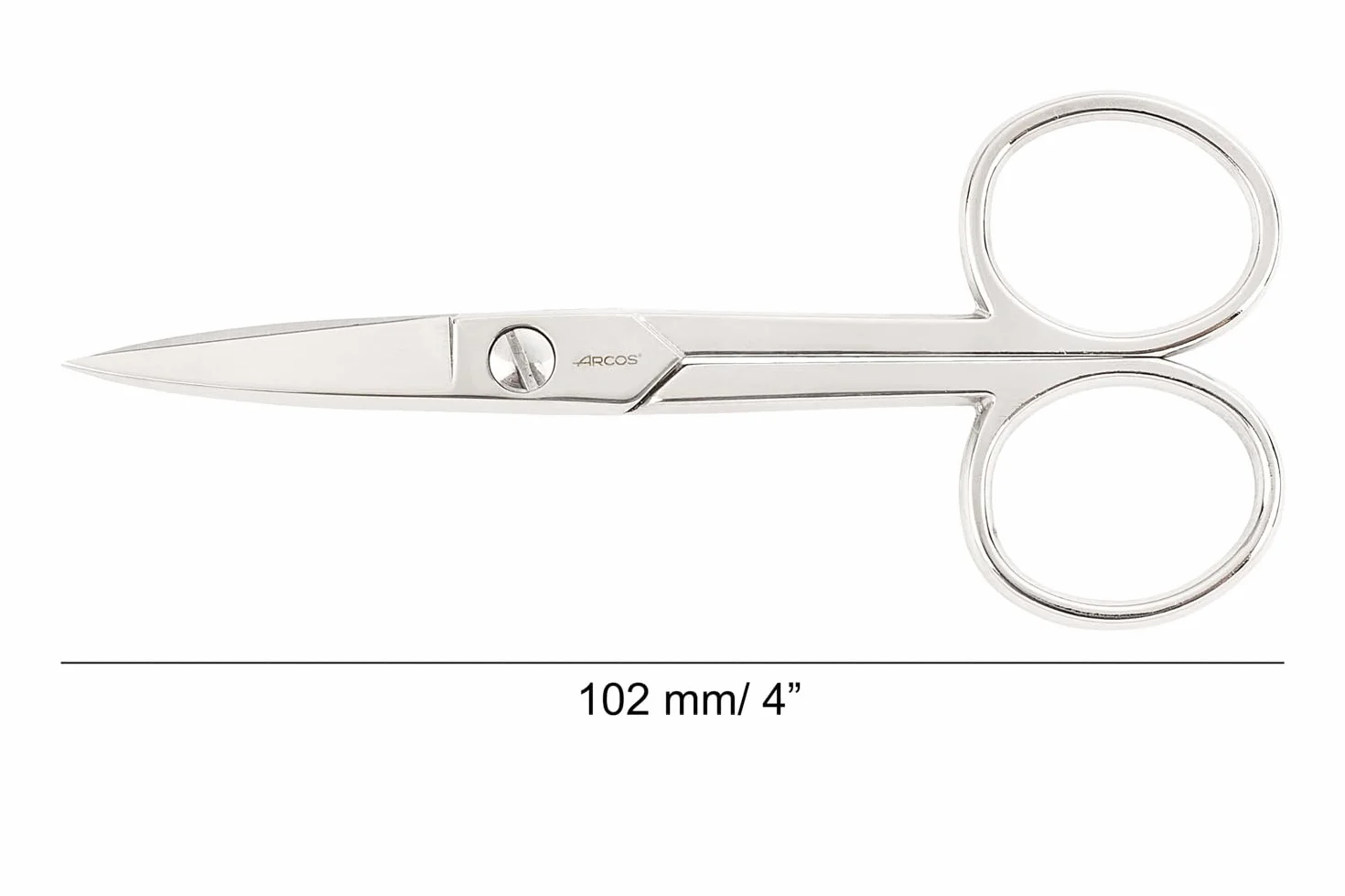 Arcos Tijeras de Manicura Rectas Acero Forjado 102 mm Niqueladas Plata Serie Style