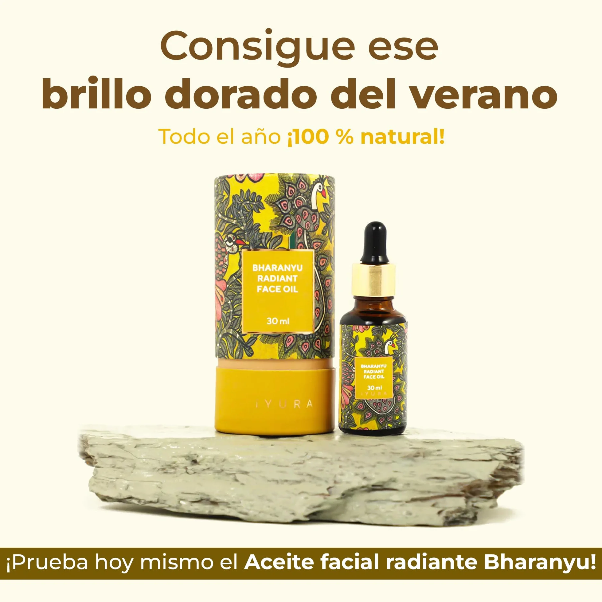 iYURA Bharanyu aceite facial radiante 100% natural vegano ilumina hidrata unifica piel dañada sol cúrcuma Amla 30 ml
