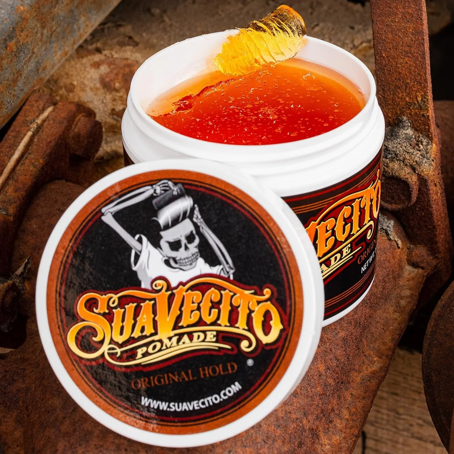 Suavecito Firme Strong Hold Pomade, Pomada de Fijación, Cera a Base de Agua, 4oz 113g x 2