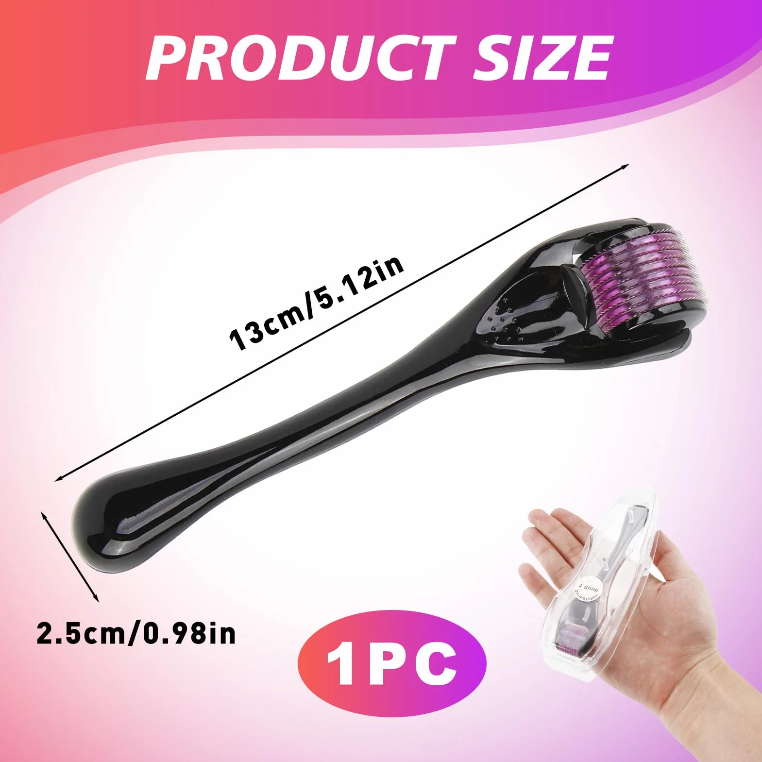 Microneedling Derma Roller 0,5 mm 540 Agujas de Titanio para Rostro Barba y Cabello