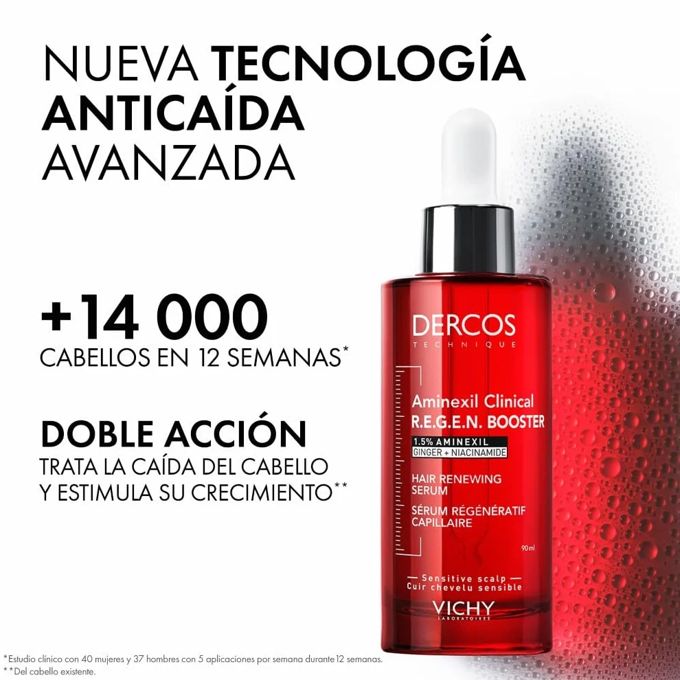 Vichy Dercos Aminexil Clinical R.E.G.E.N. Booster Sérum Regenerador Capilar Reduce Caída Crecimiento Cabello