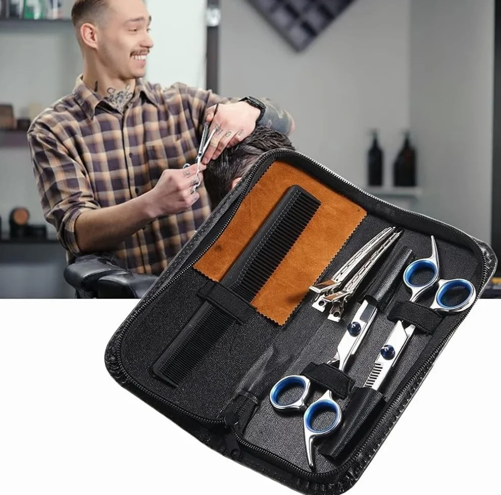 Tijeras de Peluquería Profesionales Kit 7 Pzas Acero Inoxidable Entresacar