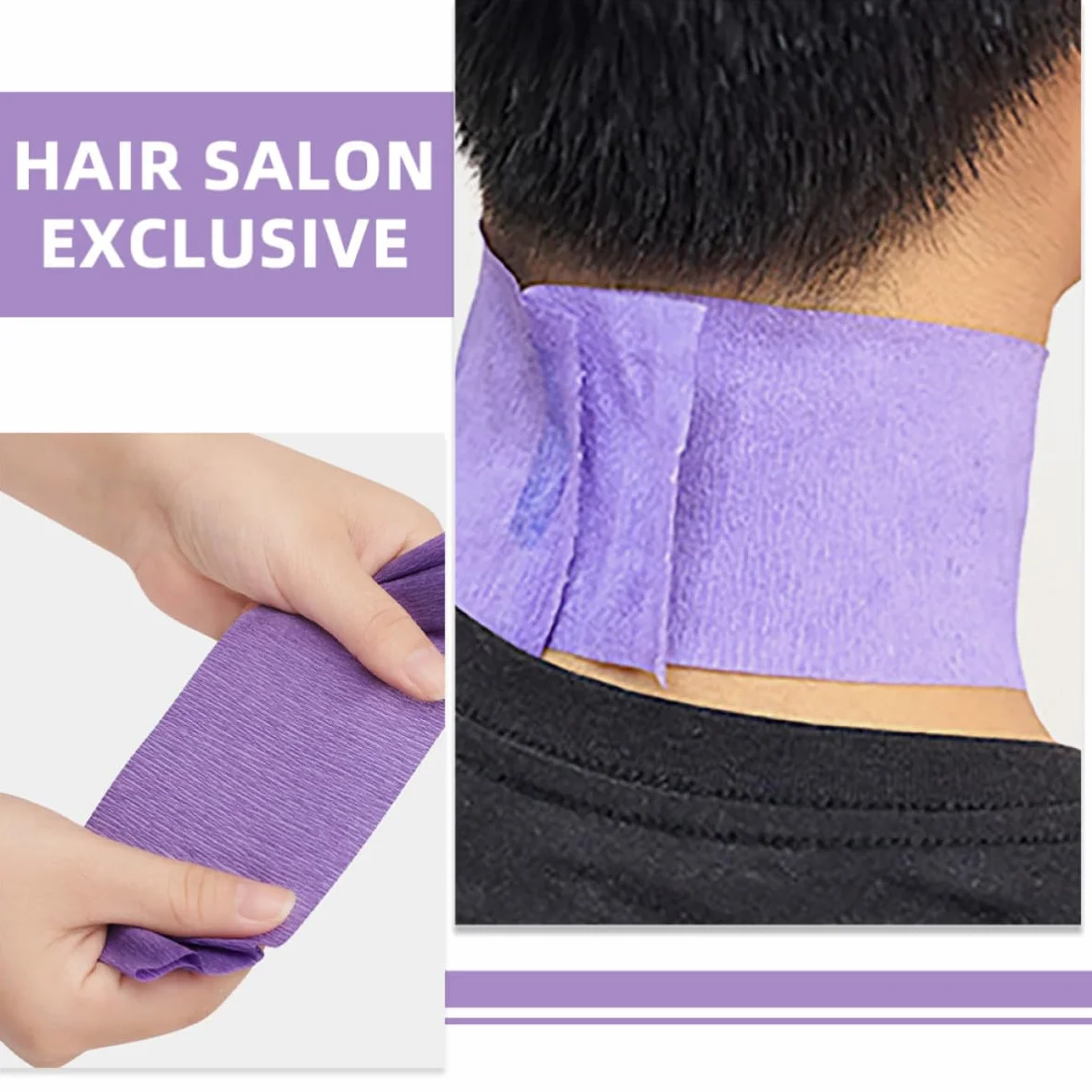 Rollo de Tiras de Papel Crepé Desechables Cuello Protección Antimancha Corte Cabello Peluquería Profesional