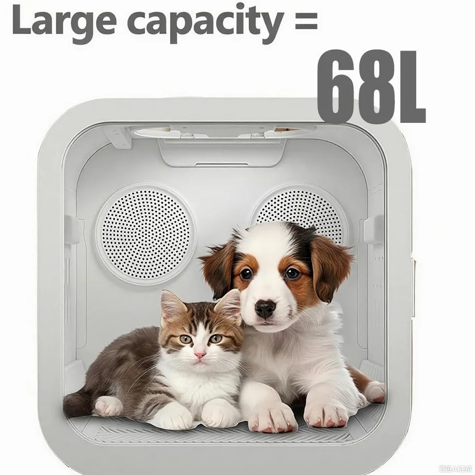 Caja secadora automática para mascotas para gatos y perros pequeños,eficiente,automático y silencioso 360° para gatos y perros,control inteligente temperatura con pantalla táctil,diseño seguro