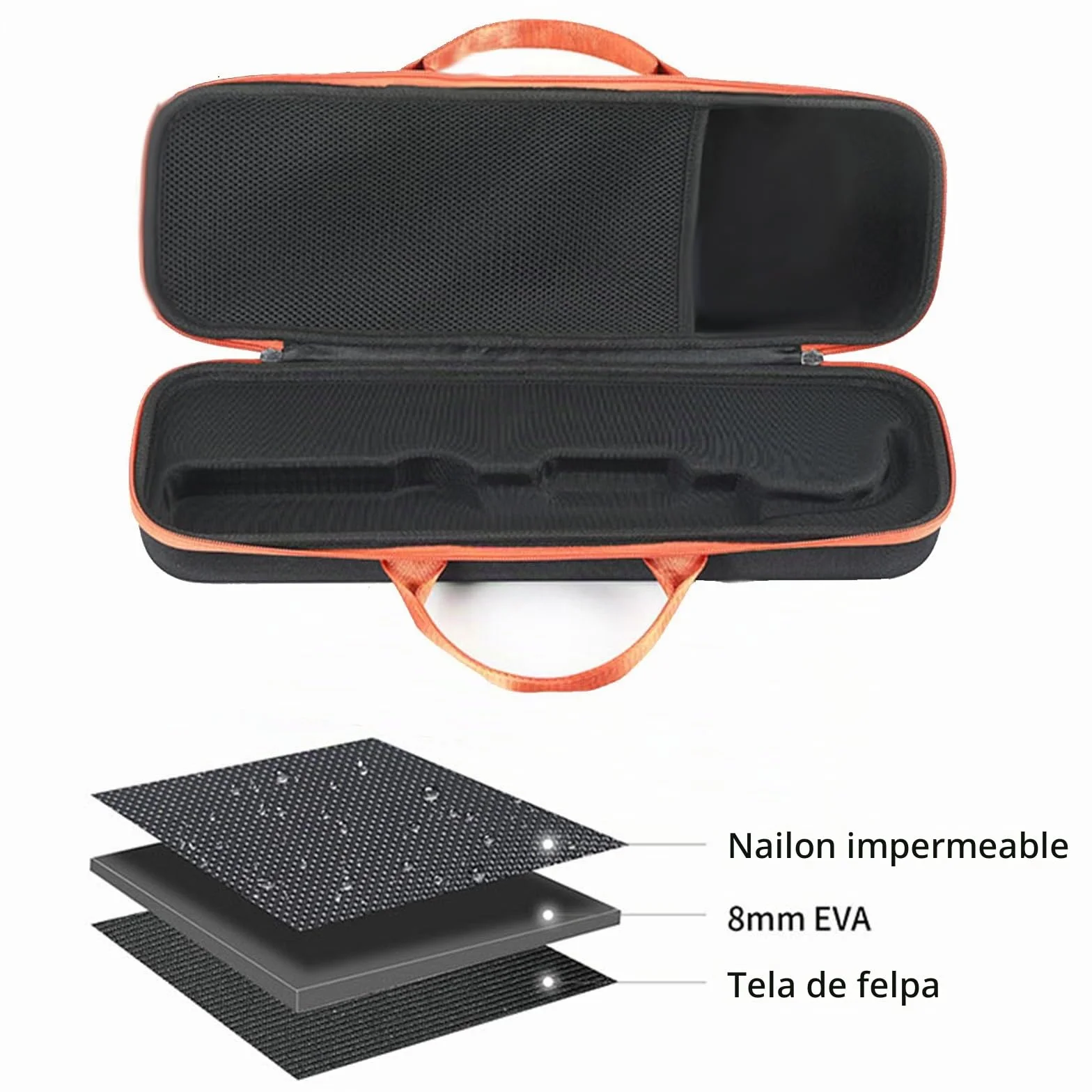 Funda de viaje dura para Dyson Airstrait, secador y alisador de pelo, portátil y protectora, Negro y anaranjado, 17.3 * 5.3 * 3.5 inch