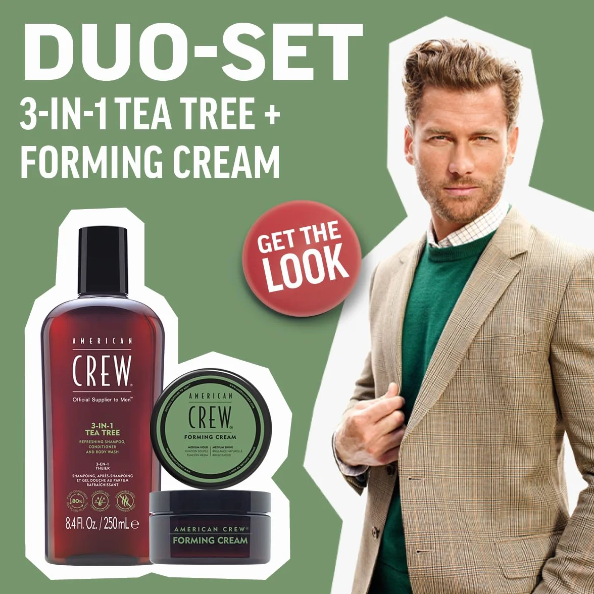 American Crew Holiday Duo Set: Shampoo 3-in-1 Tea Tree, Conditioner & Body Wash 250ml + Forming Cream 50g