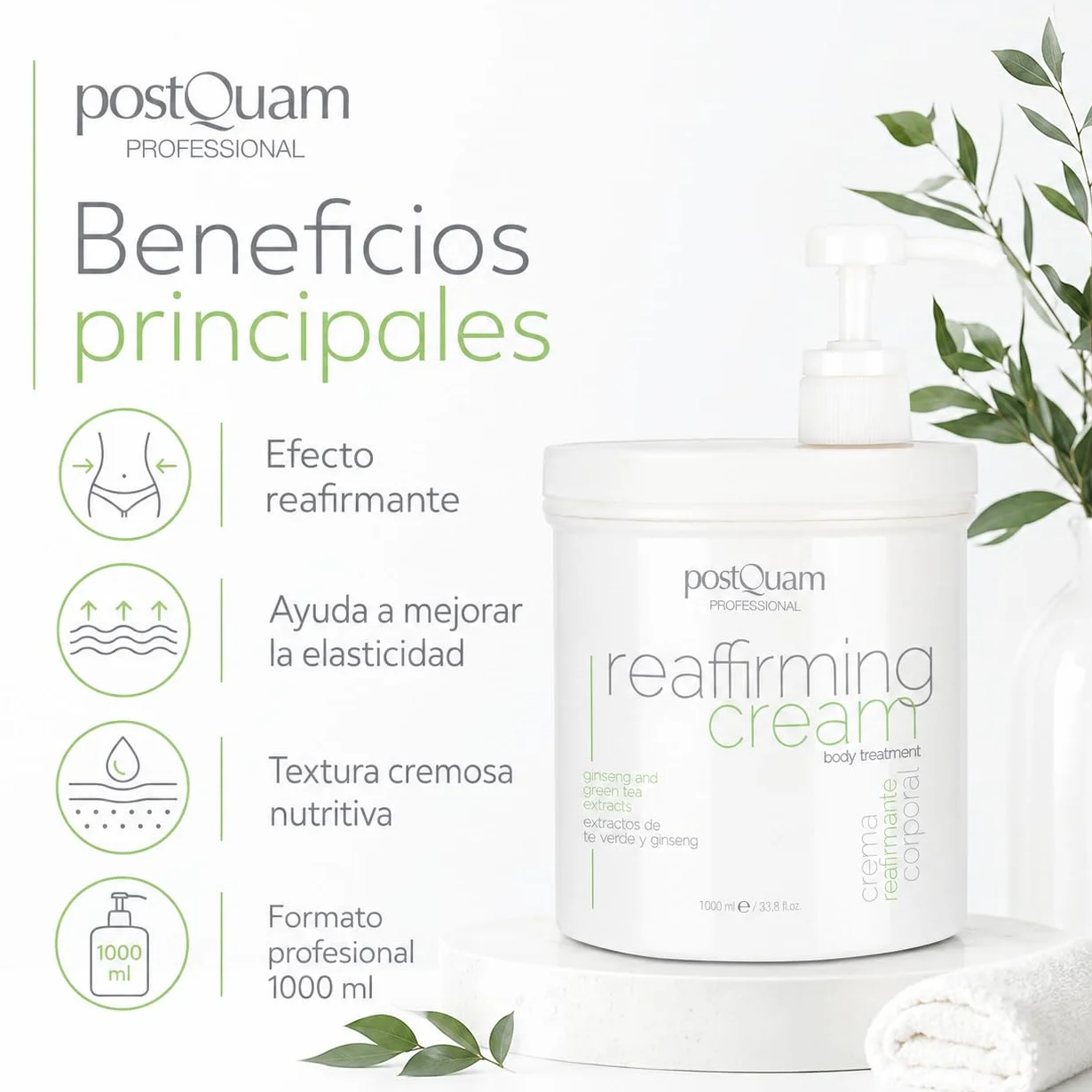 Crema Reafirmante Corporal 1000 ml Tratamiento Intensivo Antiflacidez
